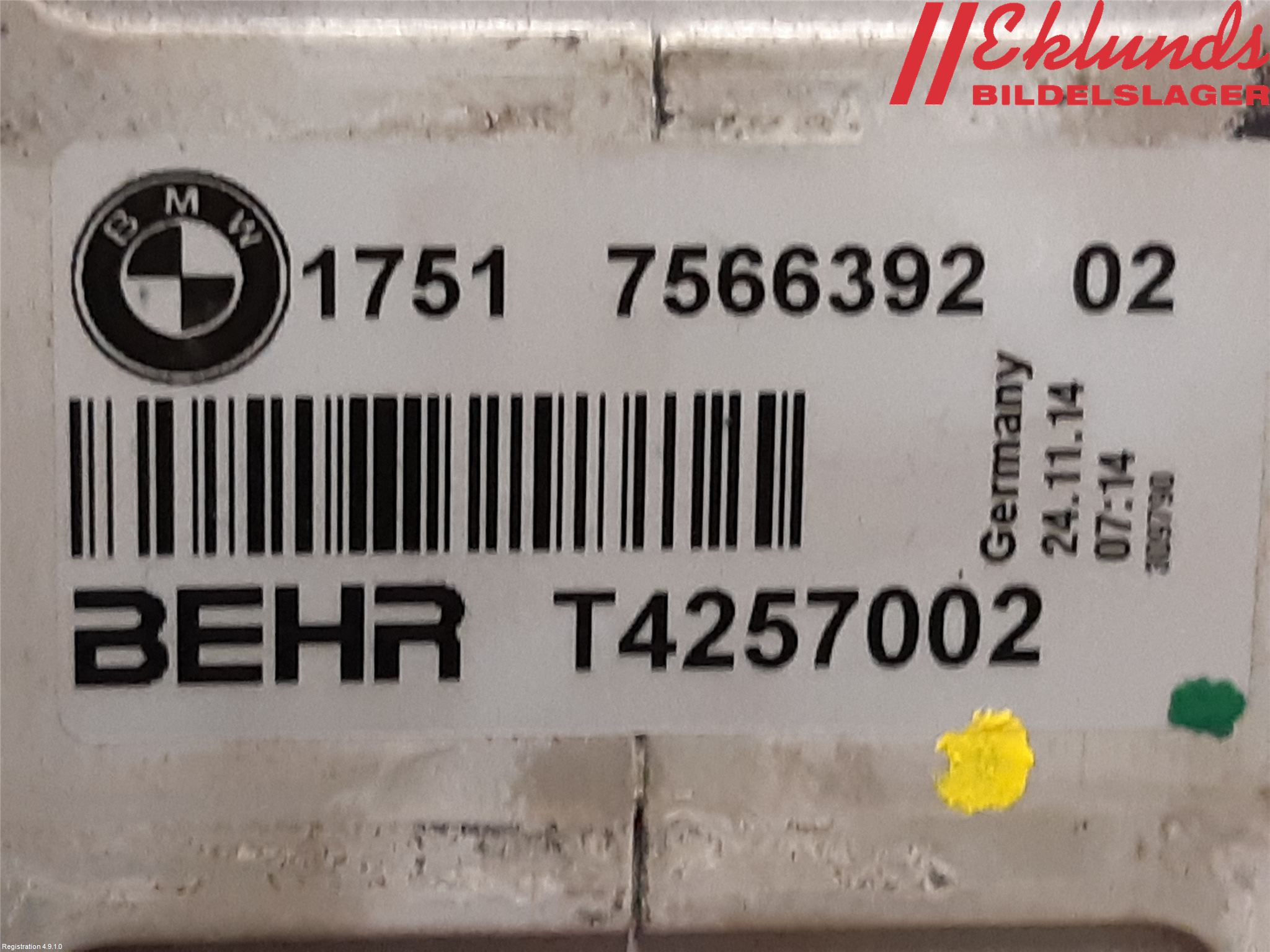 BMW 7 F01/02/03/04 09-15 Laddluft-Intercooler Kyl