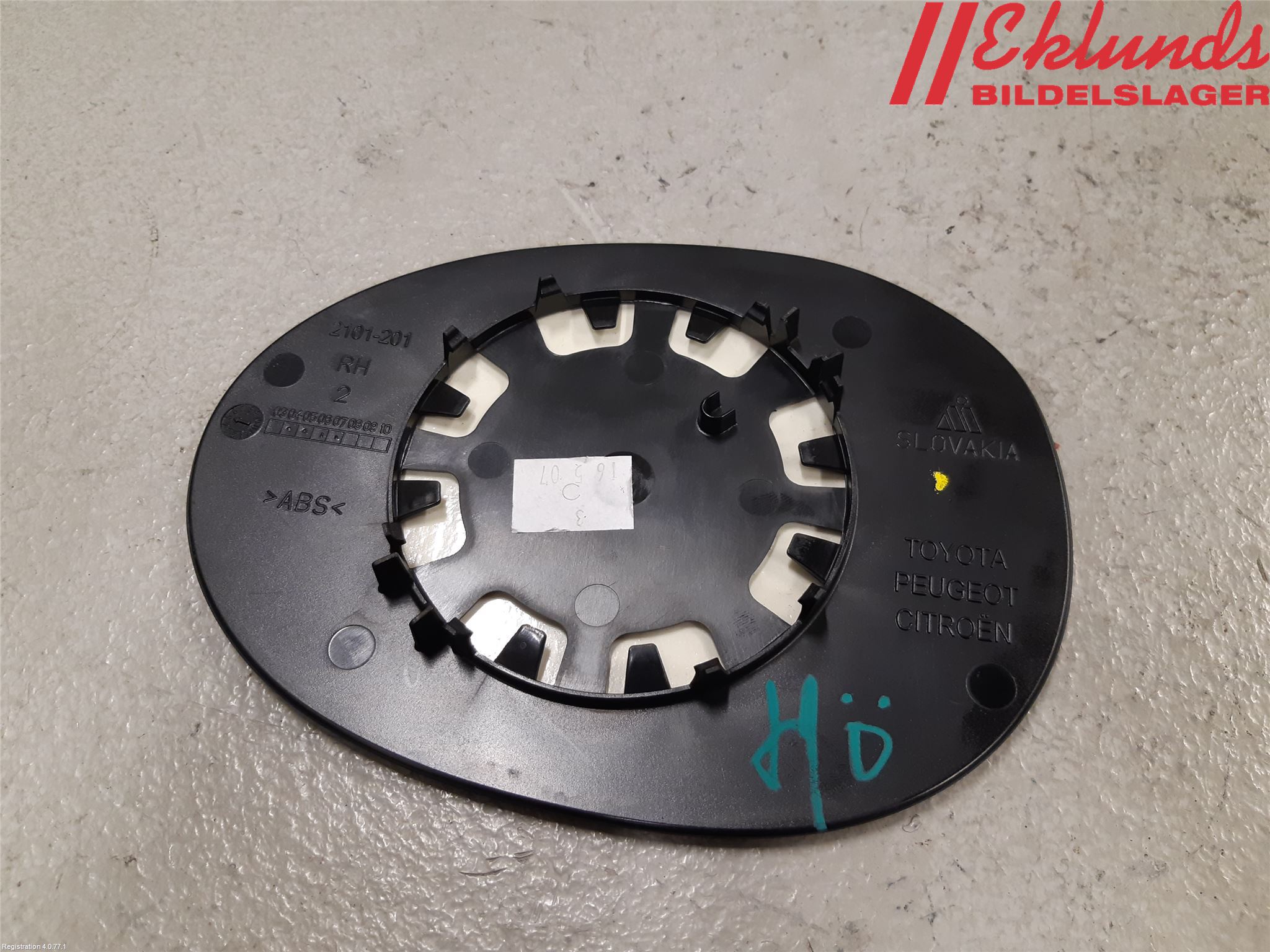 Toyota AYGO 06-14 Spegelglas Hö