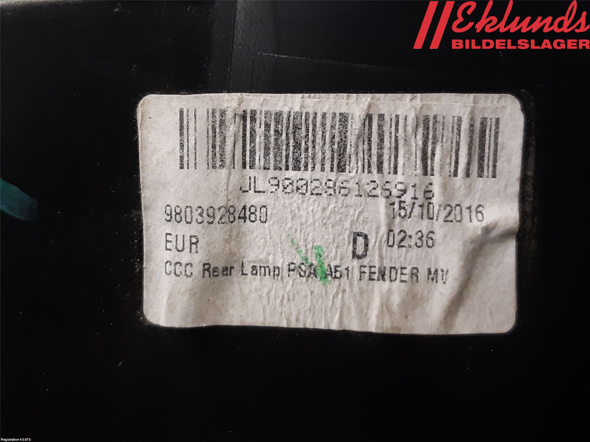 Citroen C3 10-17 Bakljus Höger