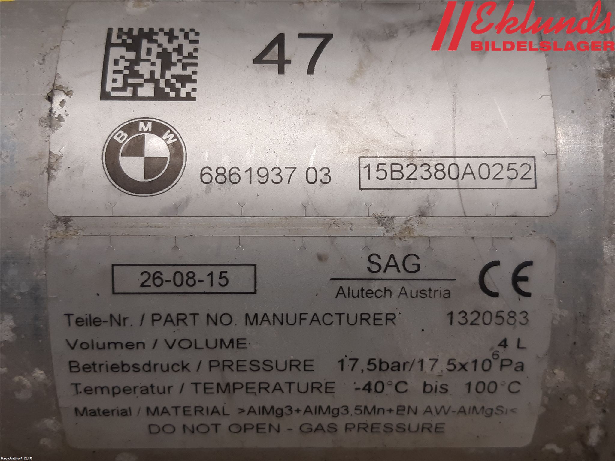 BMW 7 G11/G12 15-22 Nivå/Luftförändring Trycktank