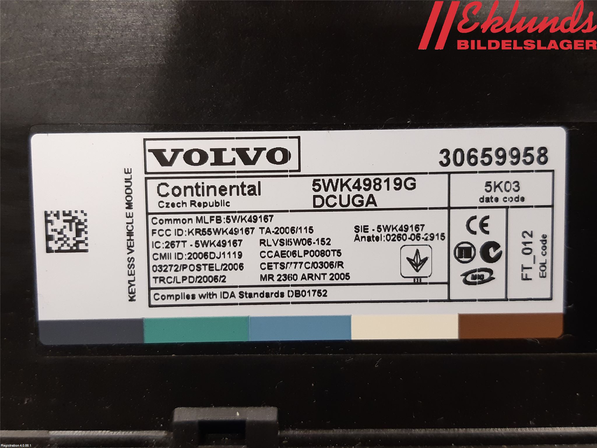 Volvo V70 14-16 Styrenhet Nyckellöst System