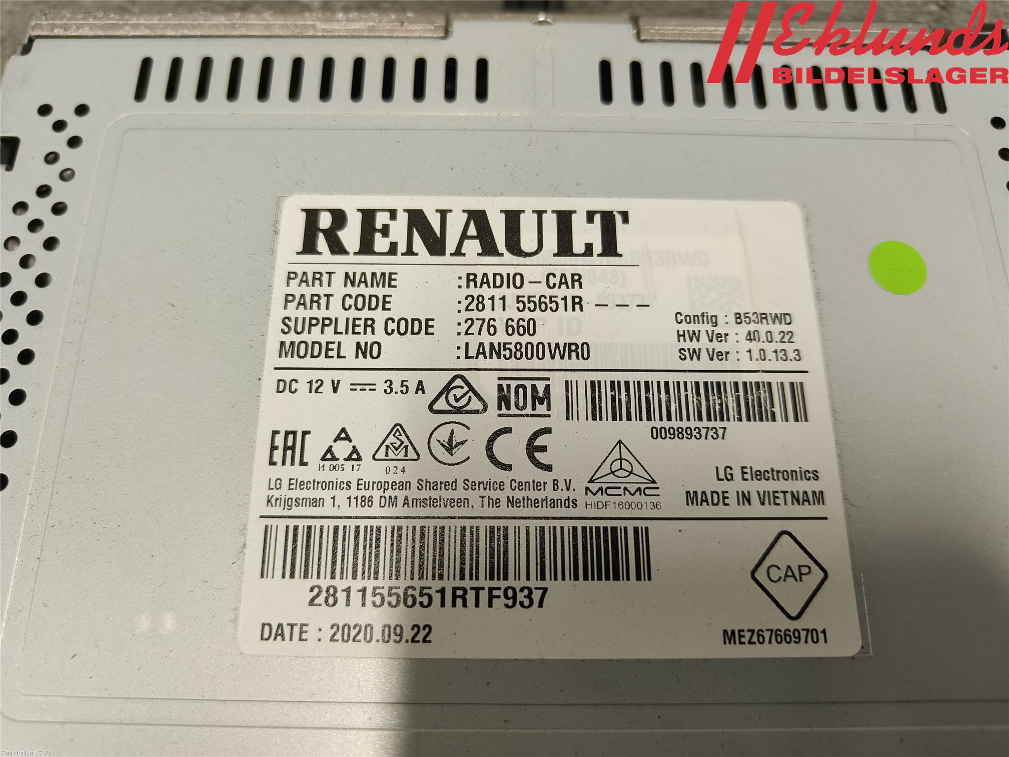 Renault TRAFIC/E-TECH 15- Cd Radio - Multimediapanel