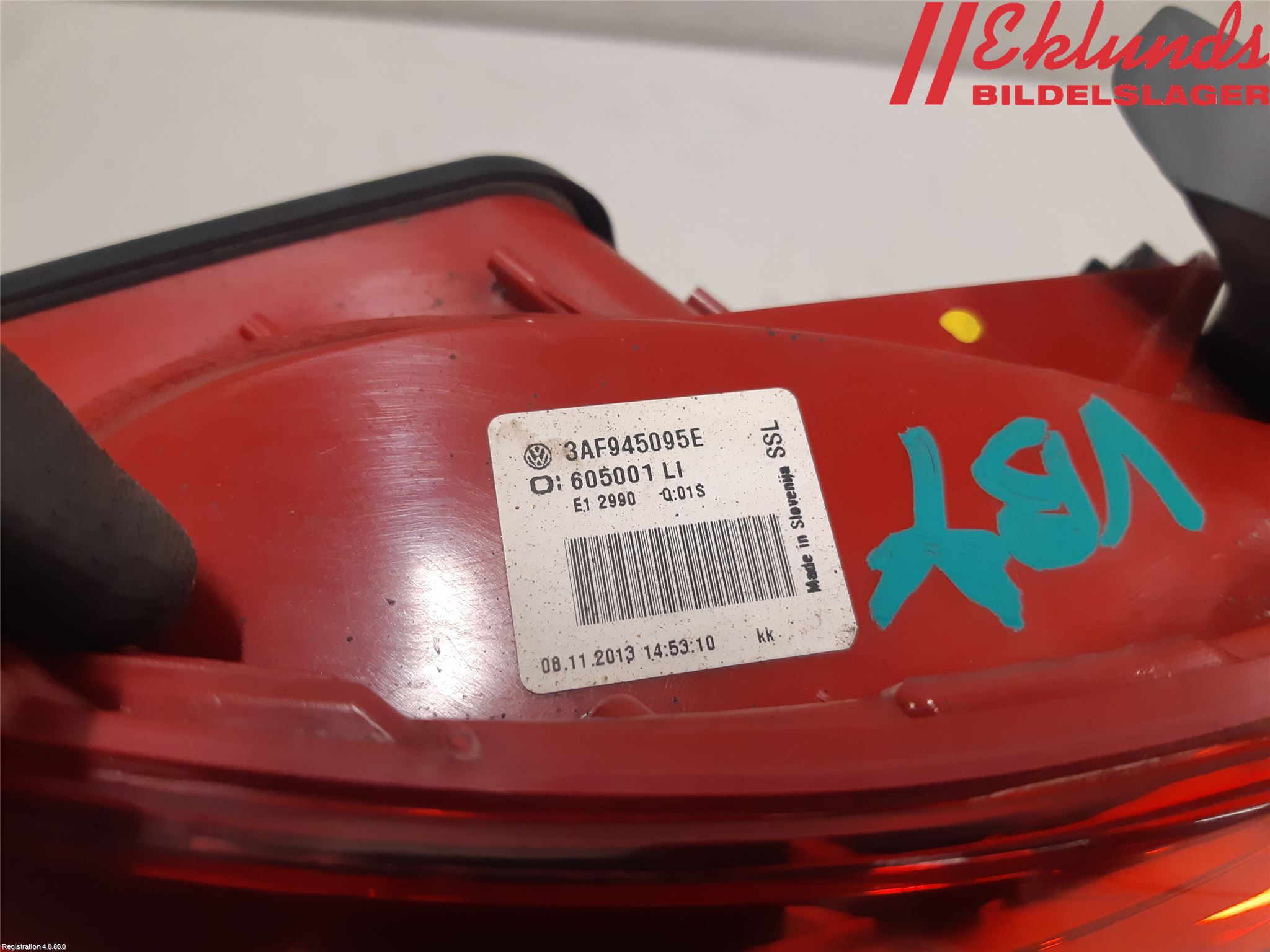 Volkswagen VW PASSAT 11-14 Bakljus Vänster