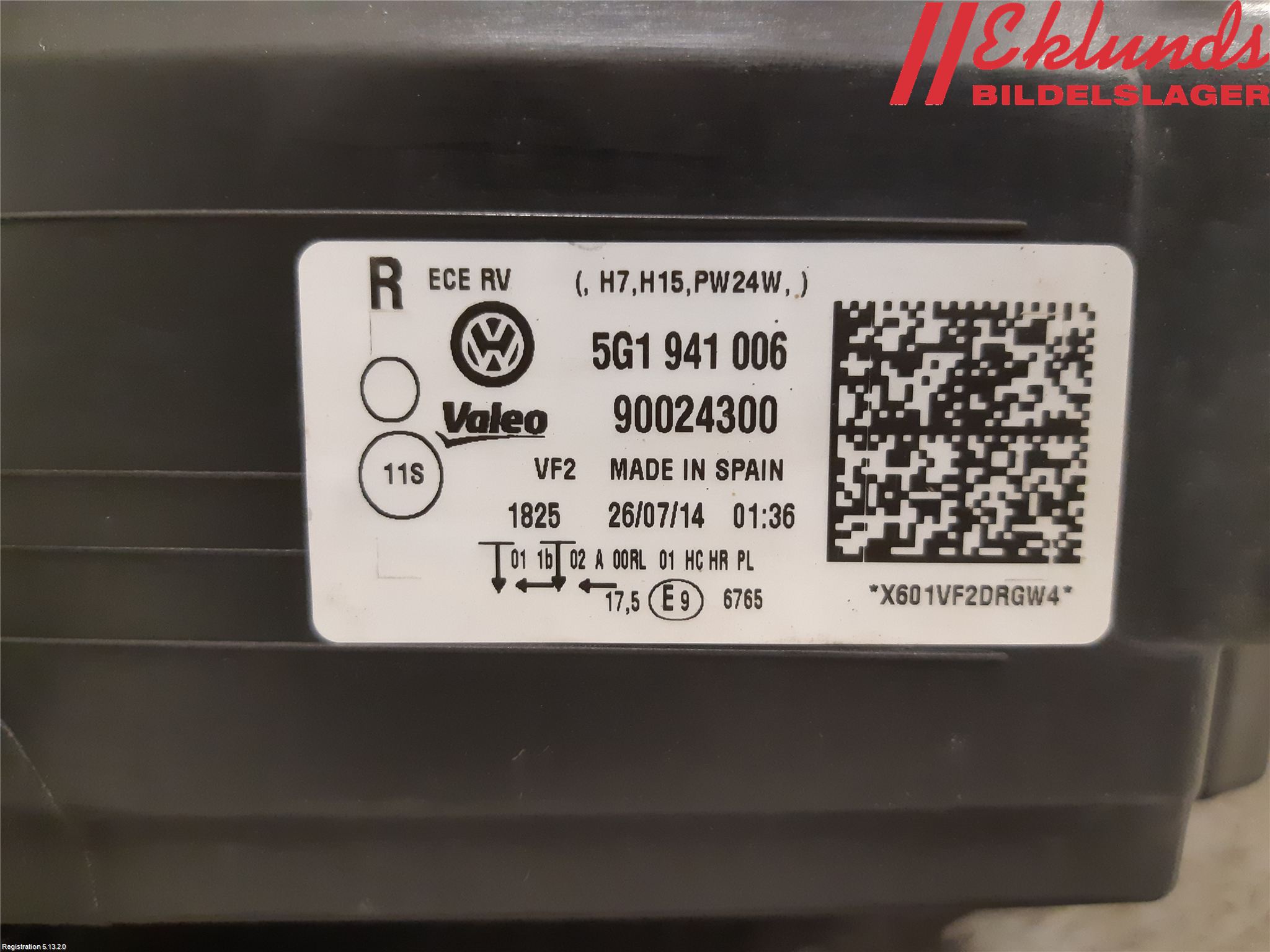 Volkswagen VW GOLF / E-GOLF VII 13-20 Strålkastare Höger