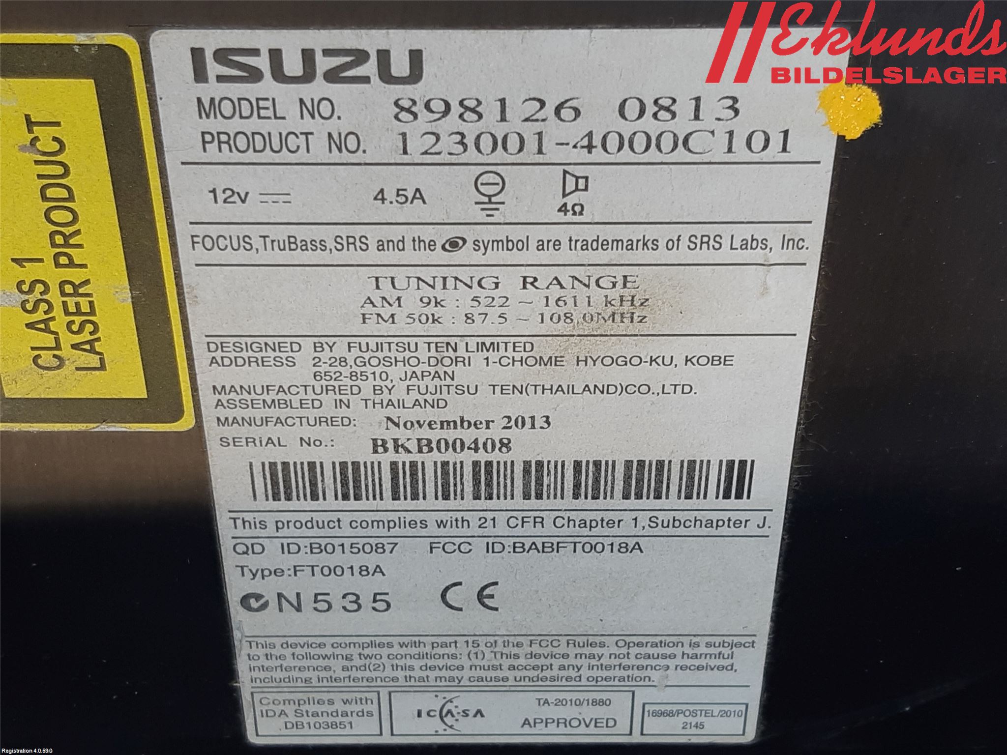 Isuzu D-MAX Cd Radio - Multimediapanel