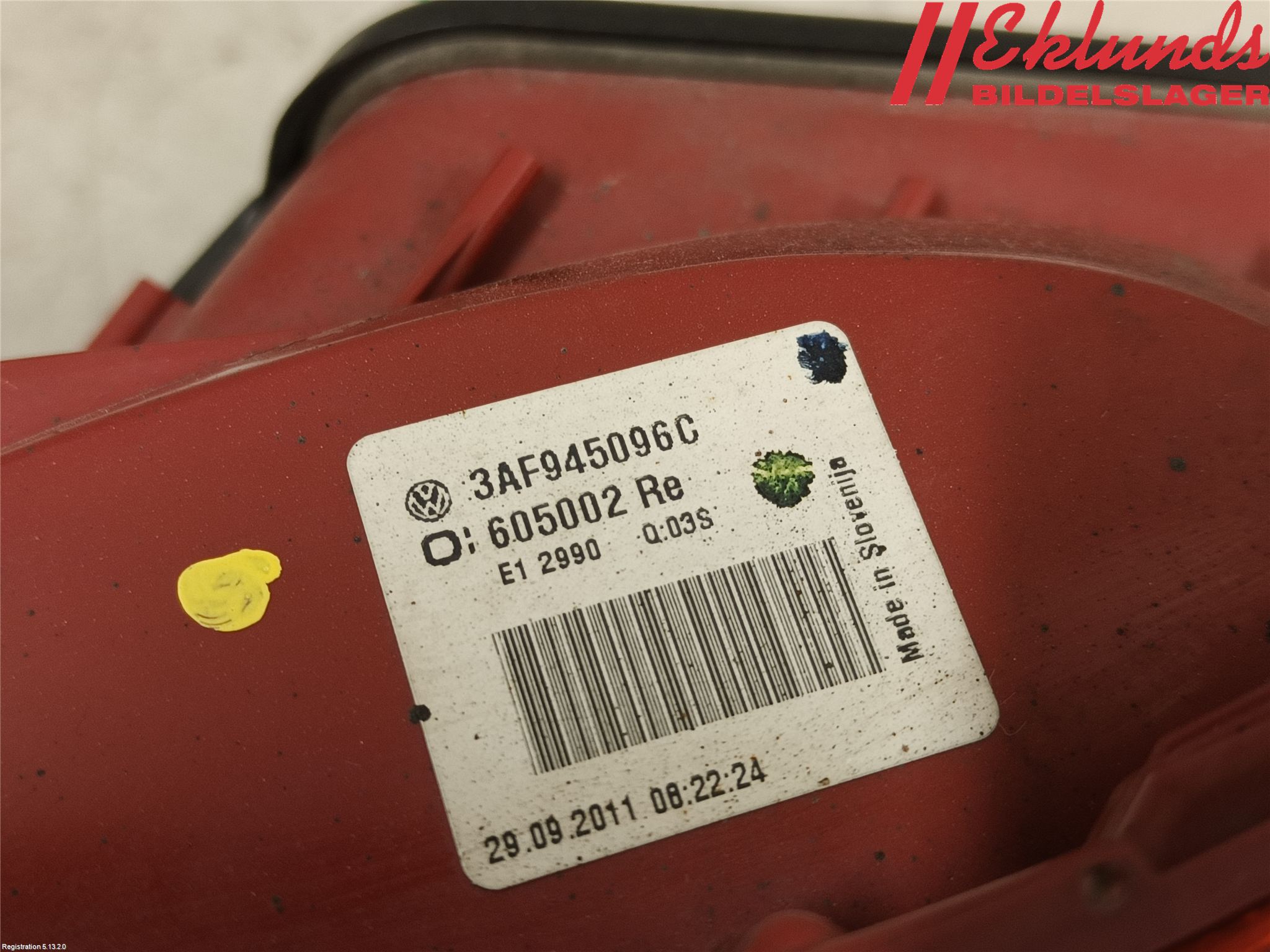 Volkswagen VW PASSAT 11-14 Bakljus Höger