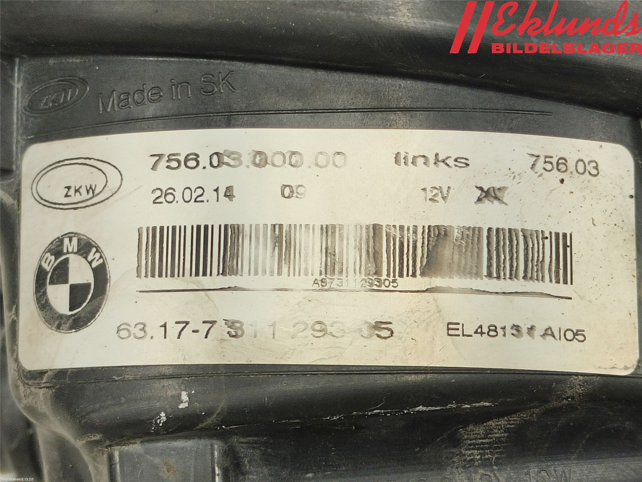 BMW 5 F10/F11/F18 09-17 Dimljus-Varselljus Fram