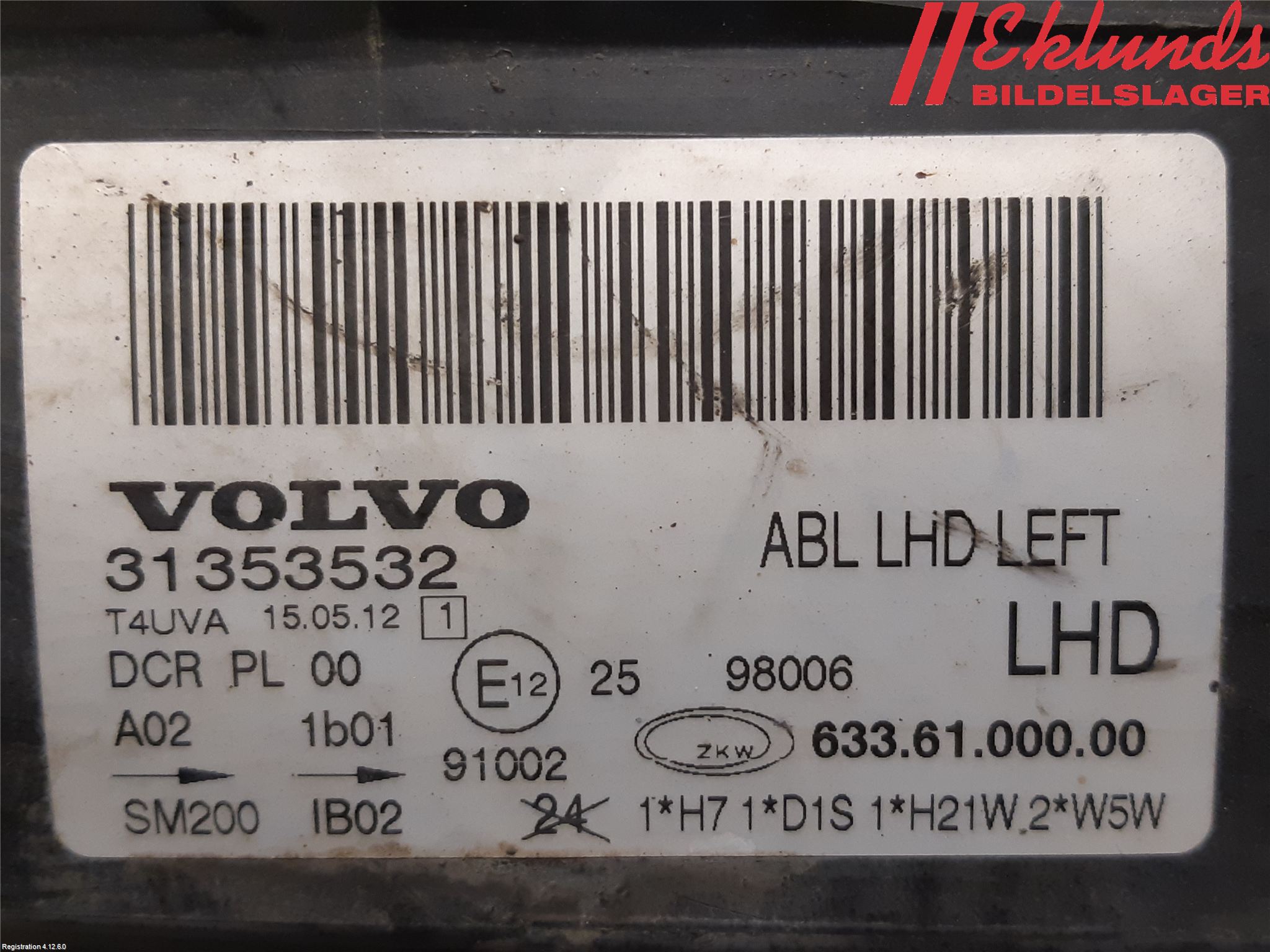 Volvo V70 08-13 Strålkastare Vänster