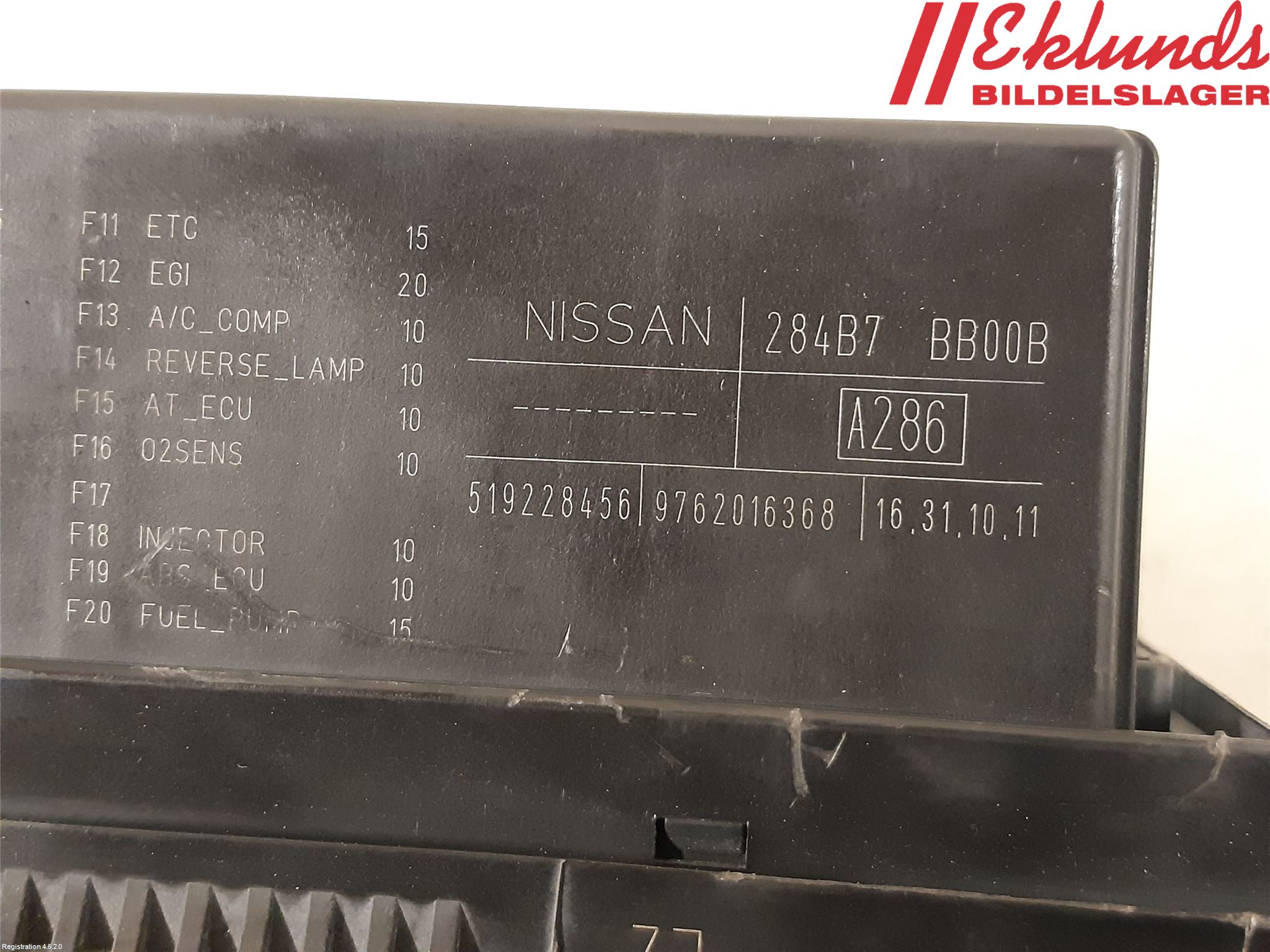Nissan QASHQAI 10-14 Säkringsdosa-Elcentral