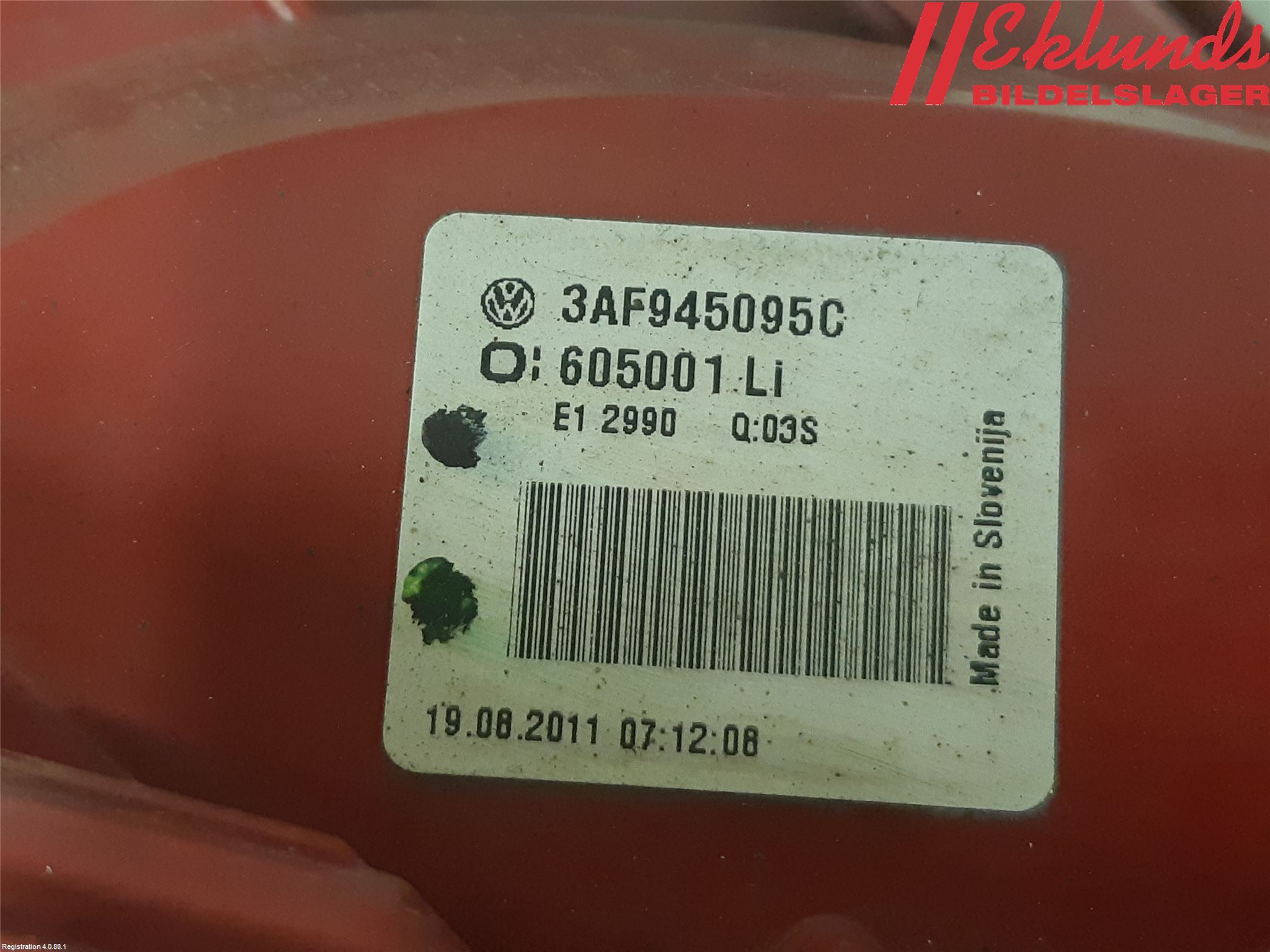 Volkswagen VW PASSAT 11-14 Bakljus Vänster