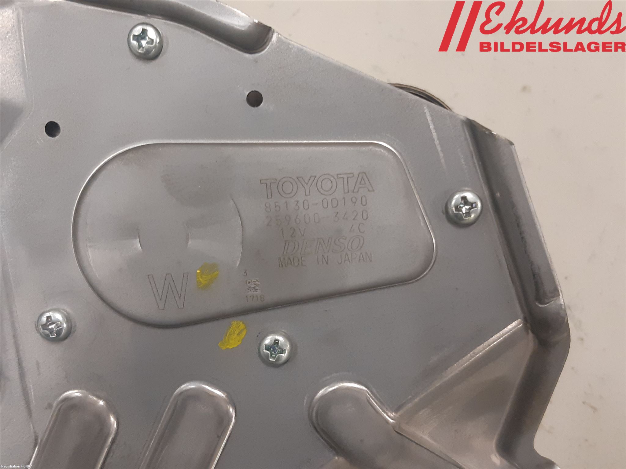 Toyota YARIS XP130 15-20 Torkarmotor Baklucka