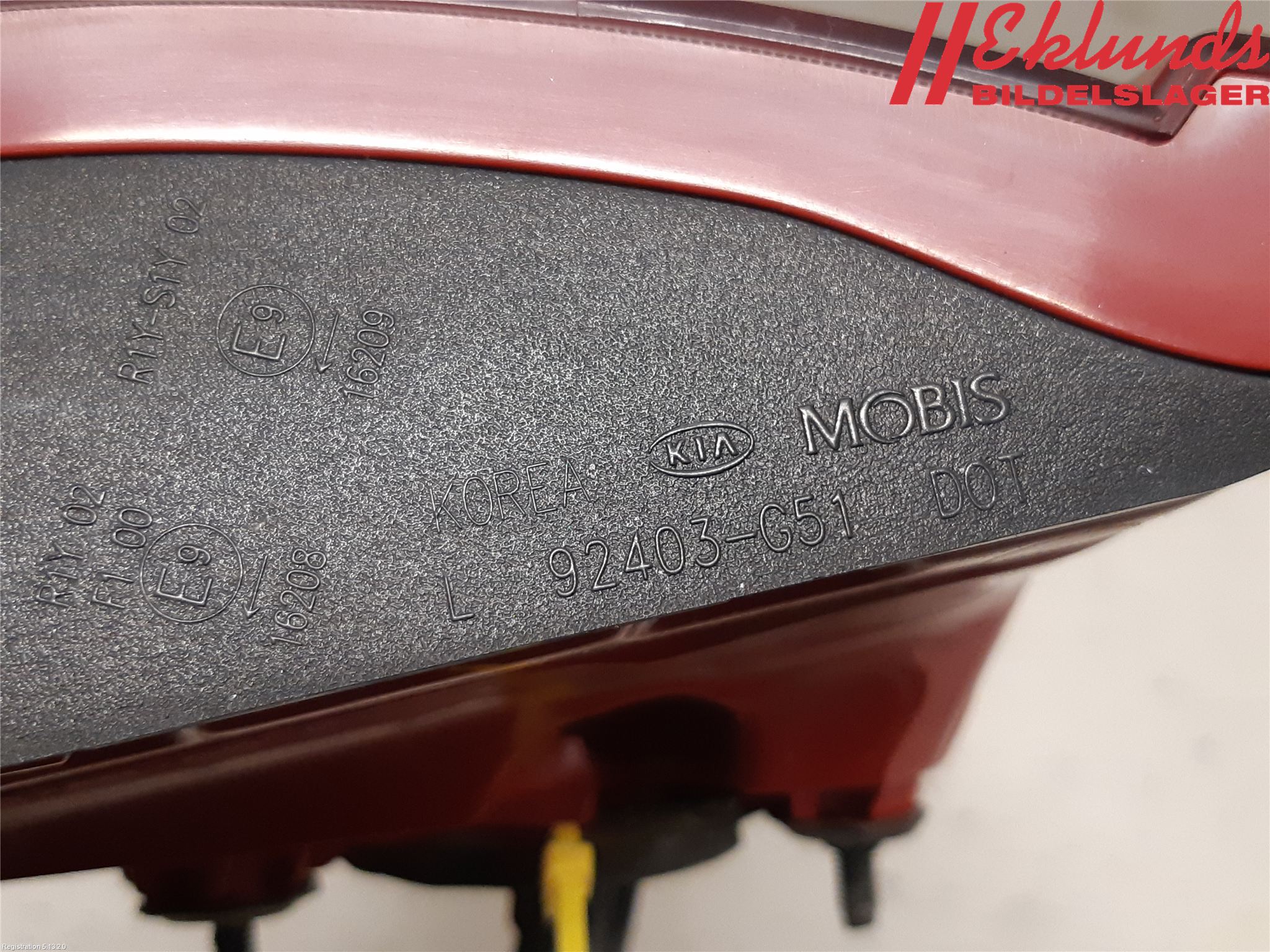 Kia NIRO (DE) 17-22 Bakljus Lucka Vä