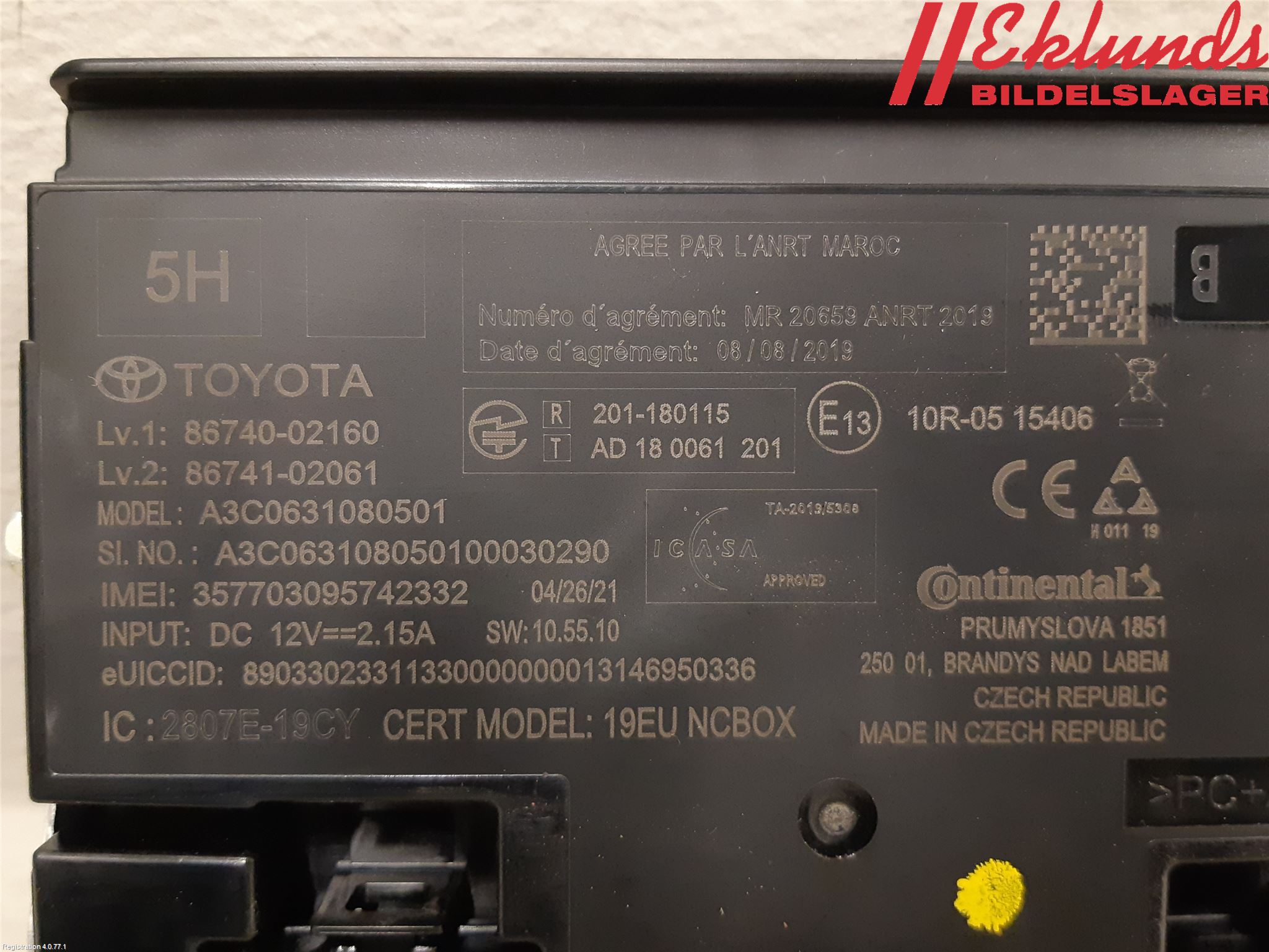 Toyota COROLLA 19- Styrenhet Övrigt