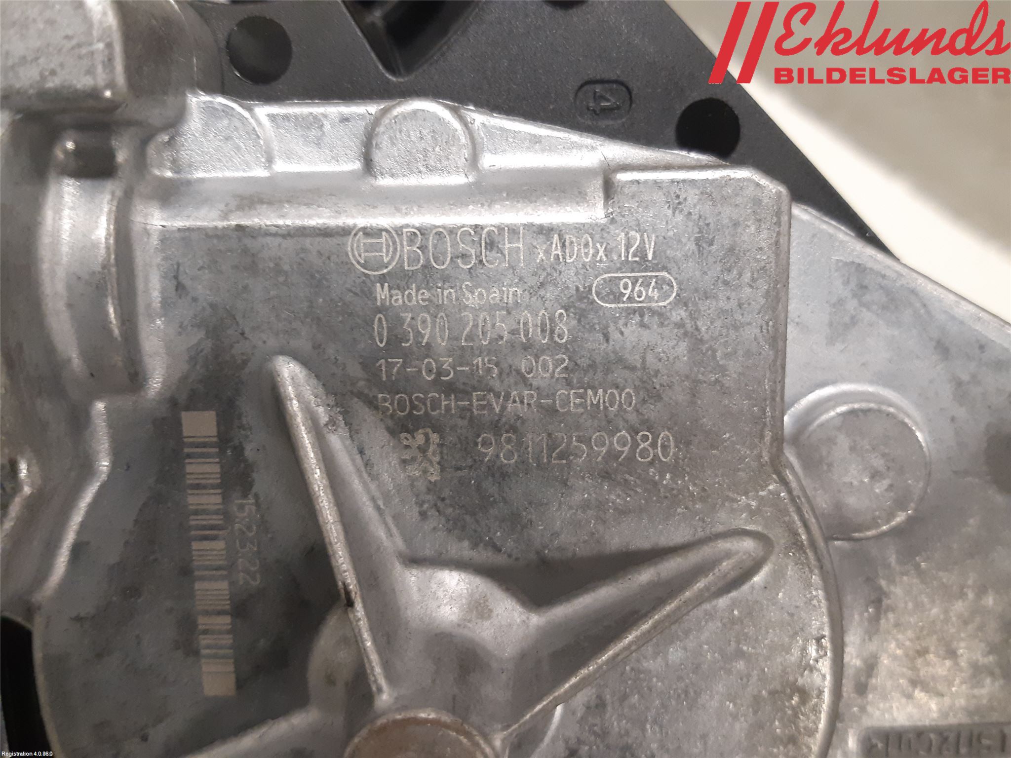 Citroen COTROEN C3 17-24 Torkarmotor Baklucka
