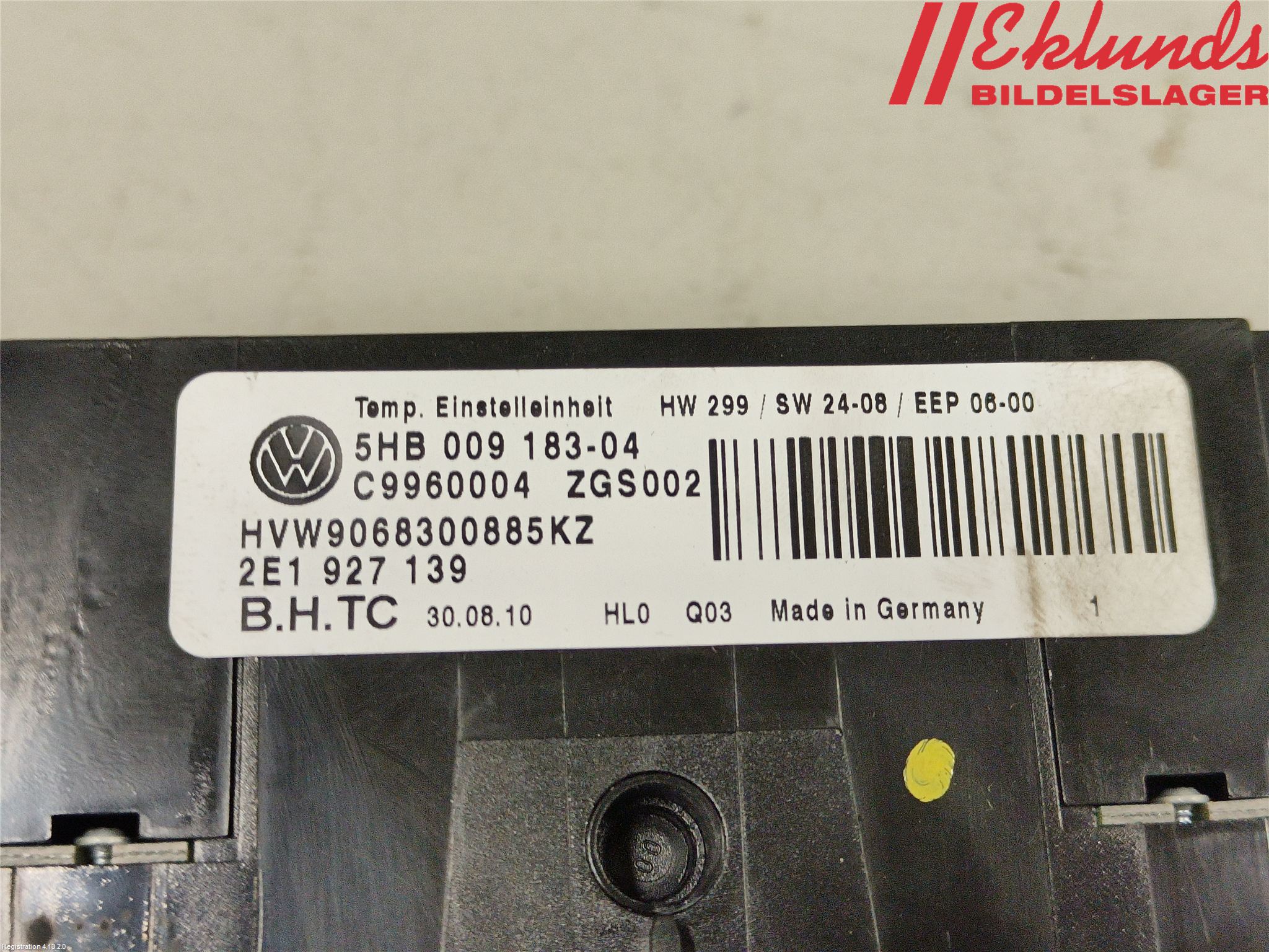 Volkswagen VW CRAFTER 06-16 Ac Styrenhet Ac Manöveren