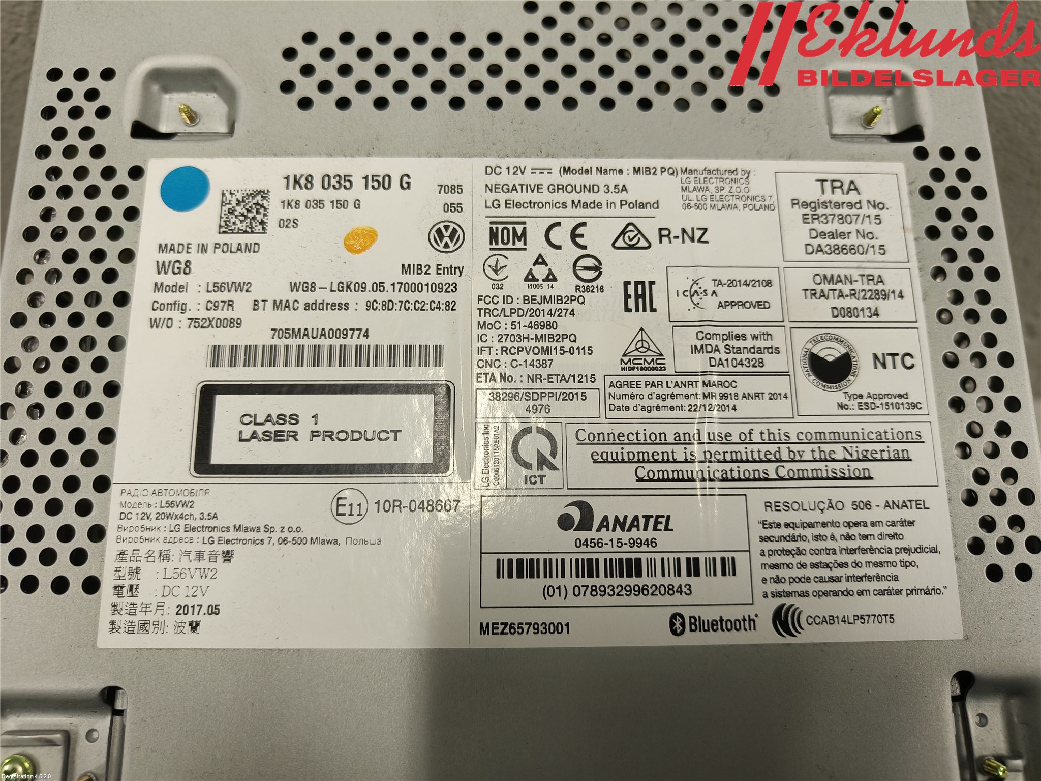 Volkswagen VW CADDY 16-20 Cd Radio - Multimediapanel