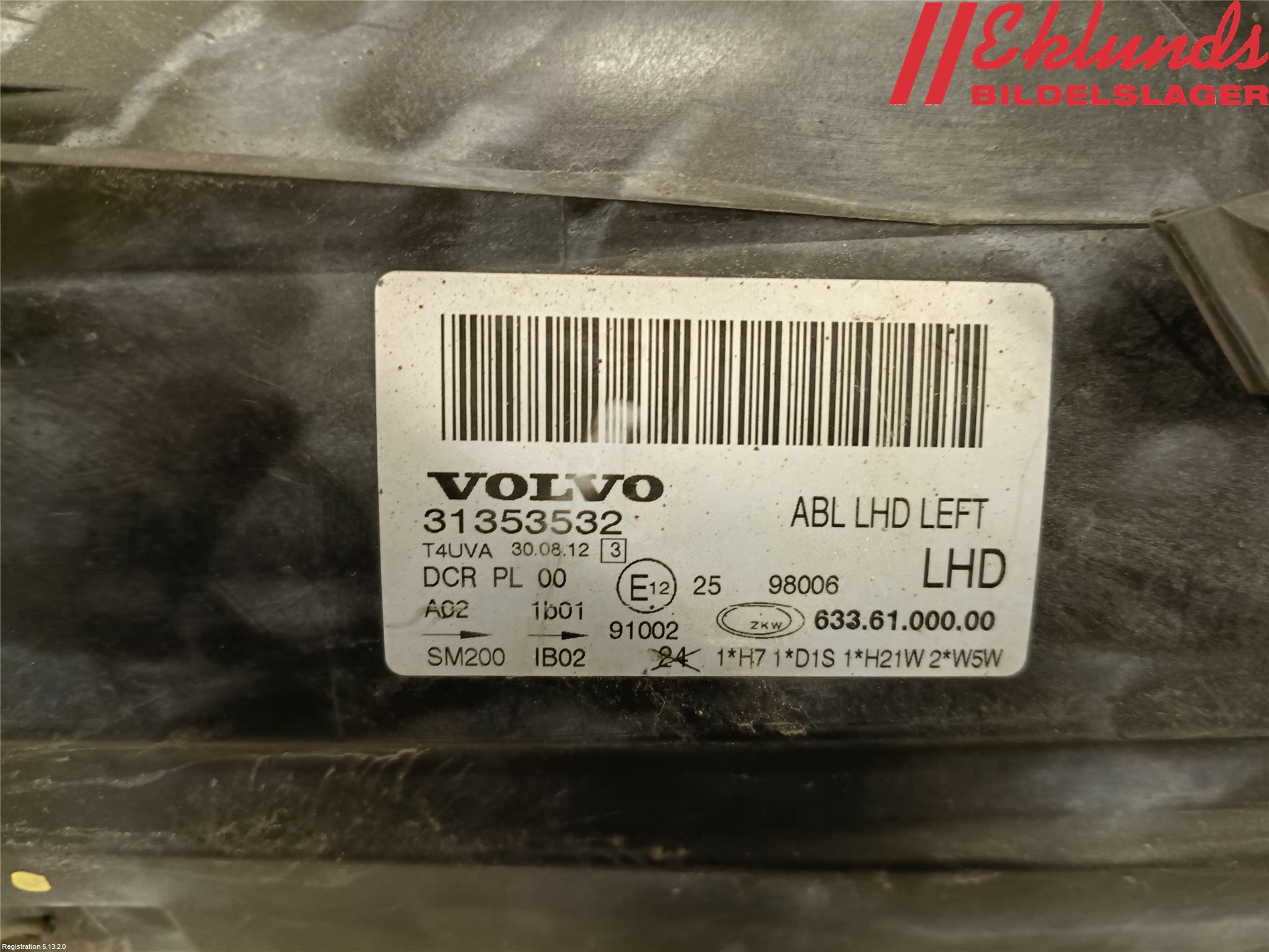 Volvo V70 08-13 Strålkastare Vänster
