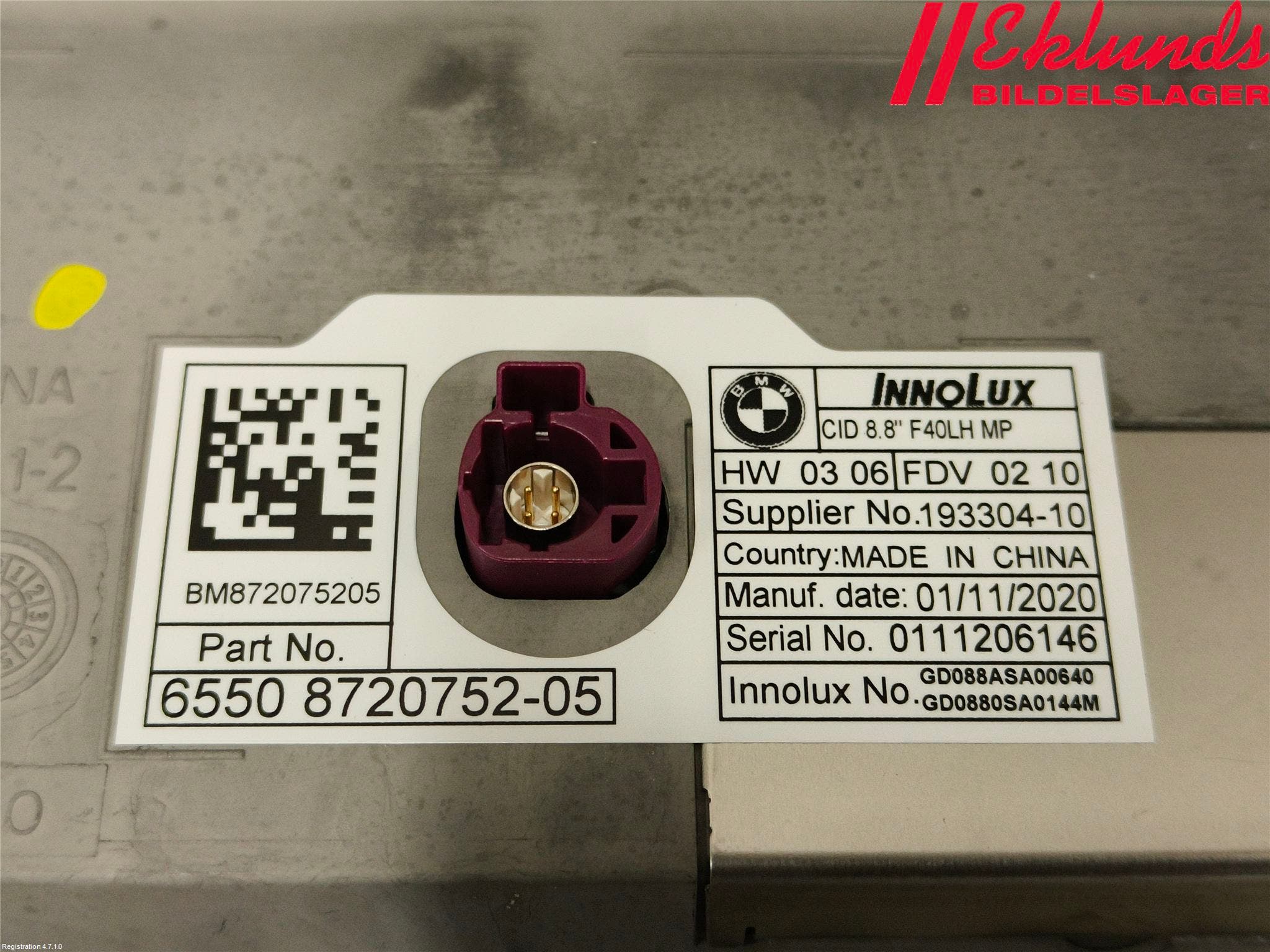 BMW 1 F40 19- Bildskärm