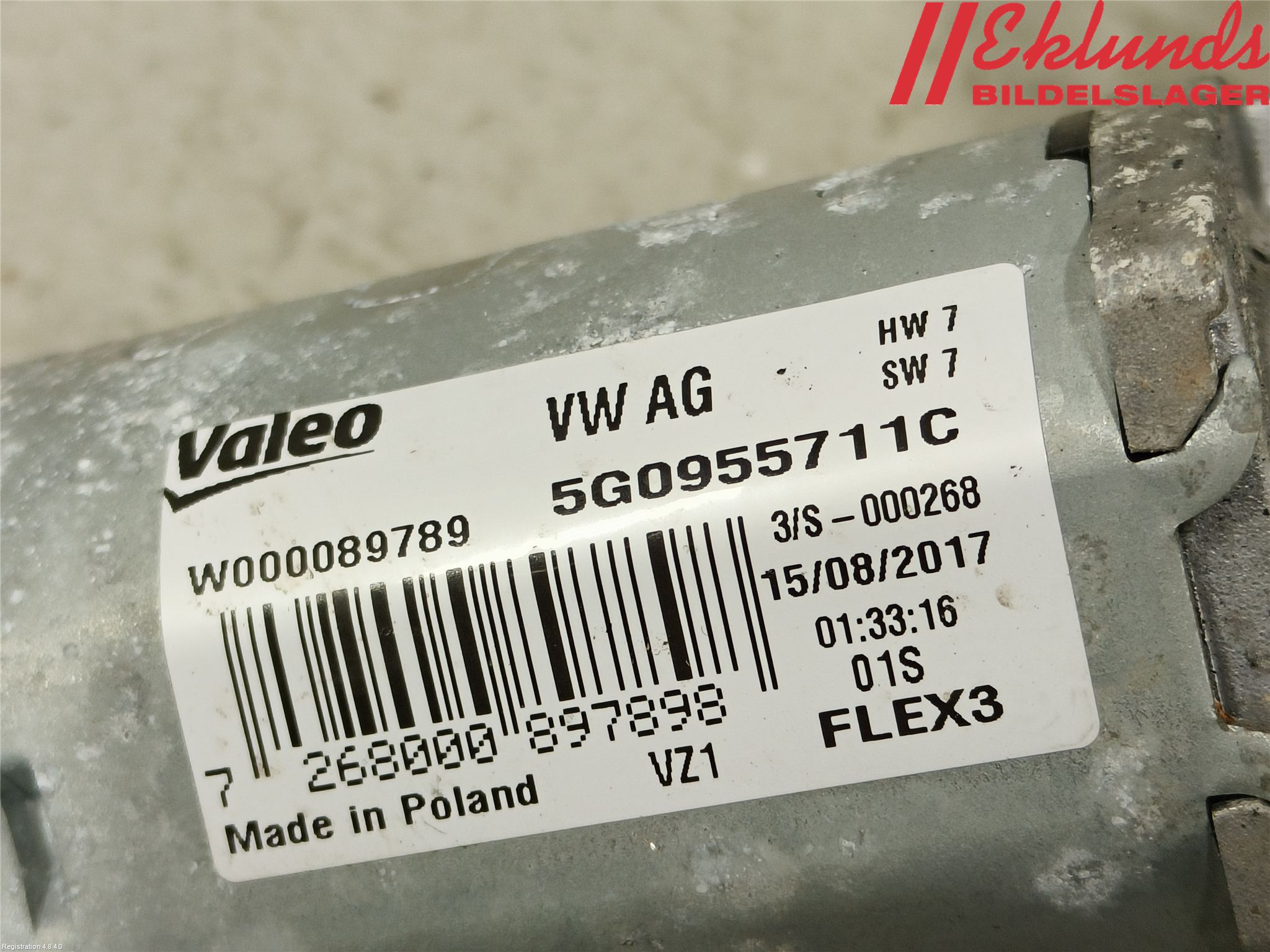 Volkswagen VW GOLF / E-GOLF VII 13-20 Torkarmotor Baklucka