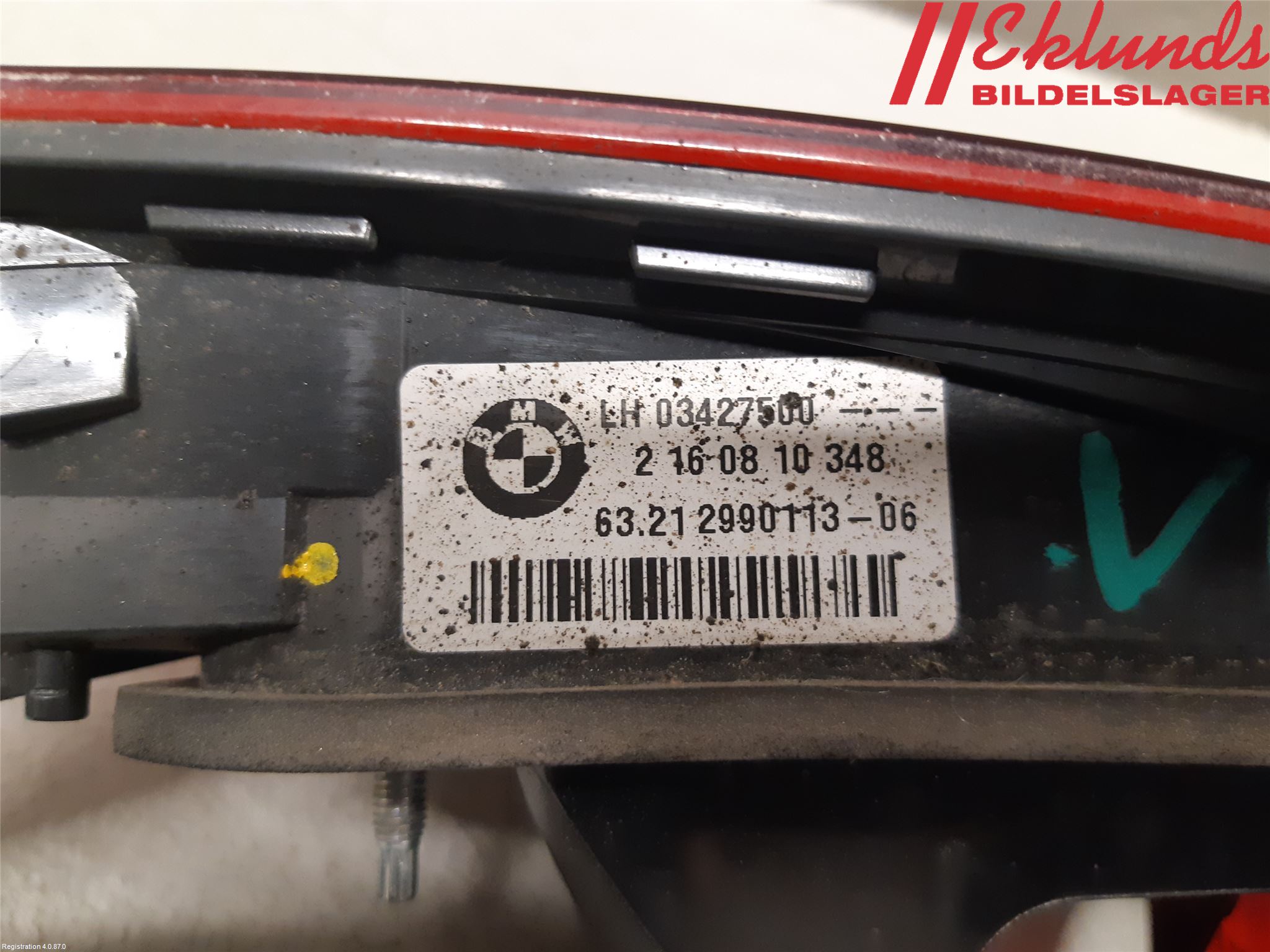 BMW X1 E84 10-15 Bakljus Lucka Vä