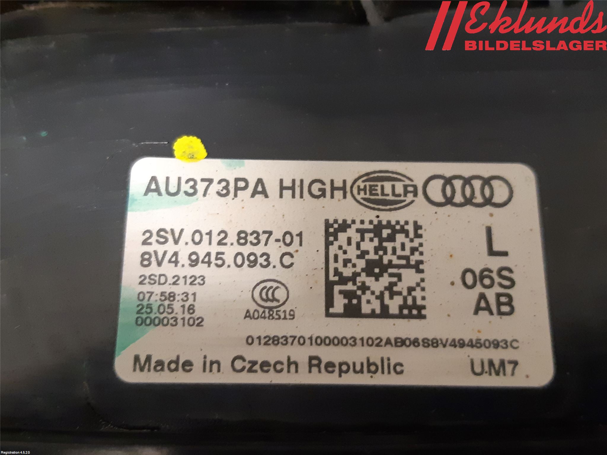 Audi A3/S3 8V 13-20 Bakljus Lucka Vä