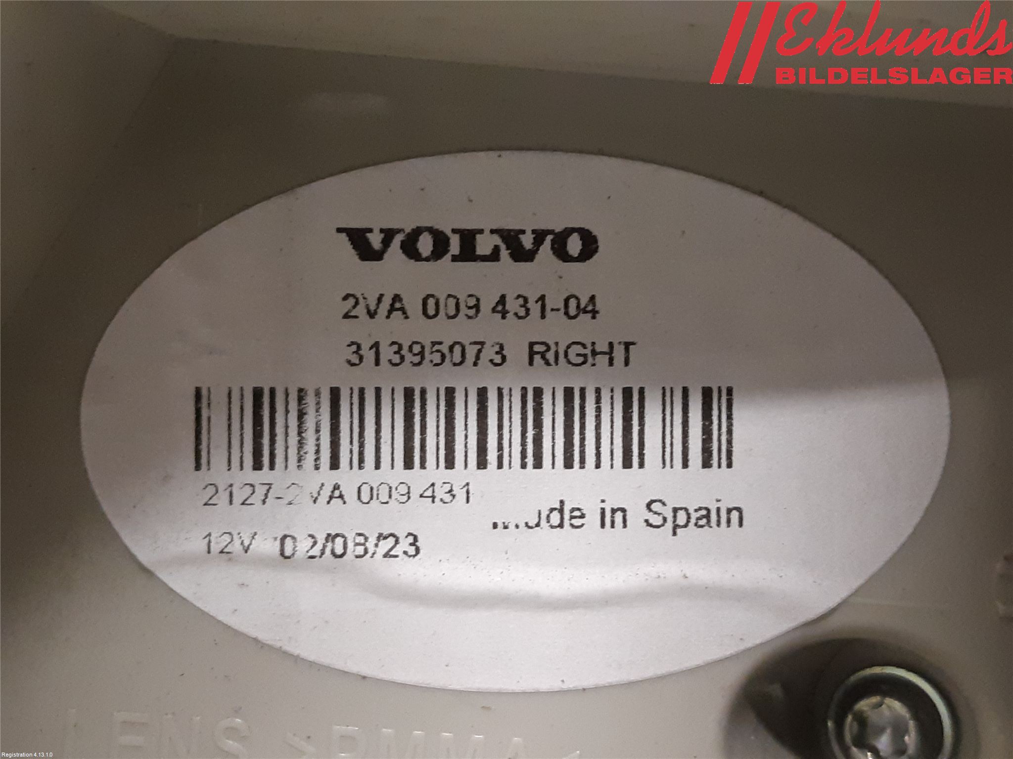 Volvo V70 08-13 Bakljus Höger