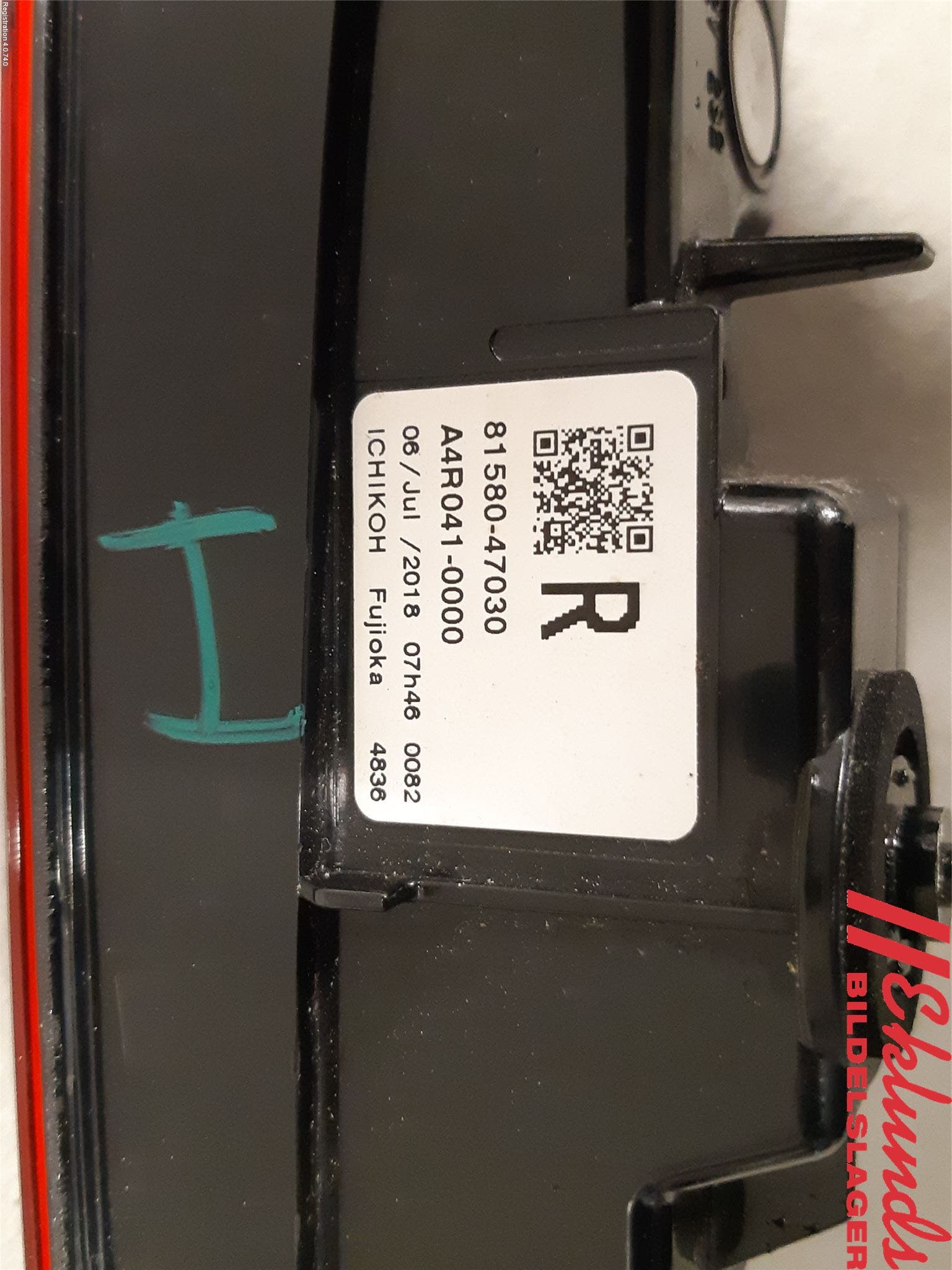 Toyota PRIUS (ZVW50) 16-21 Bakljus Lucka Hö