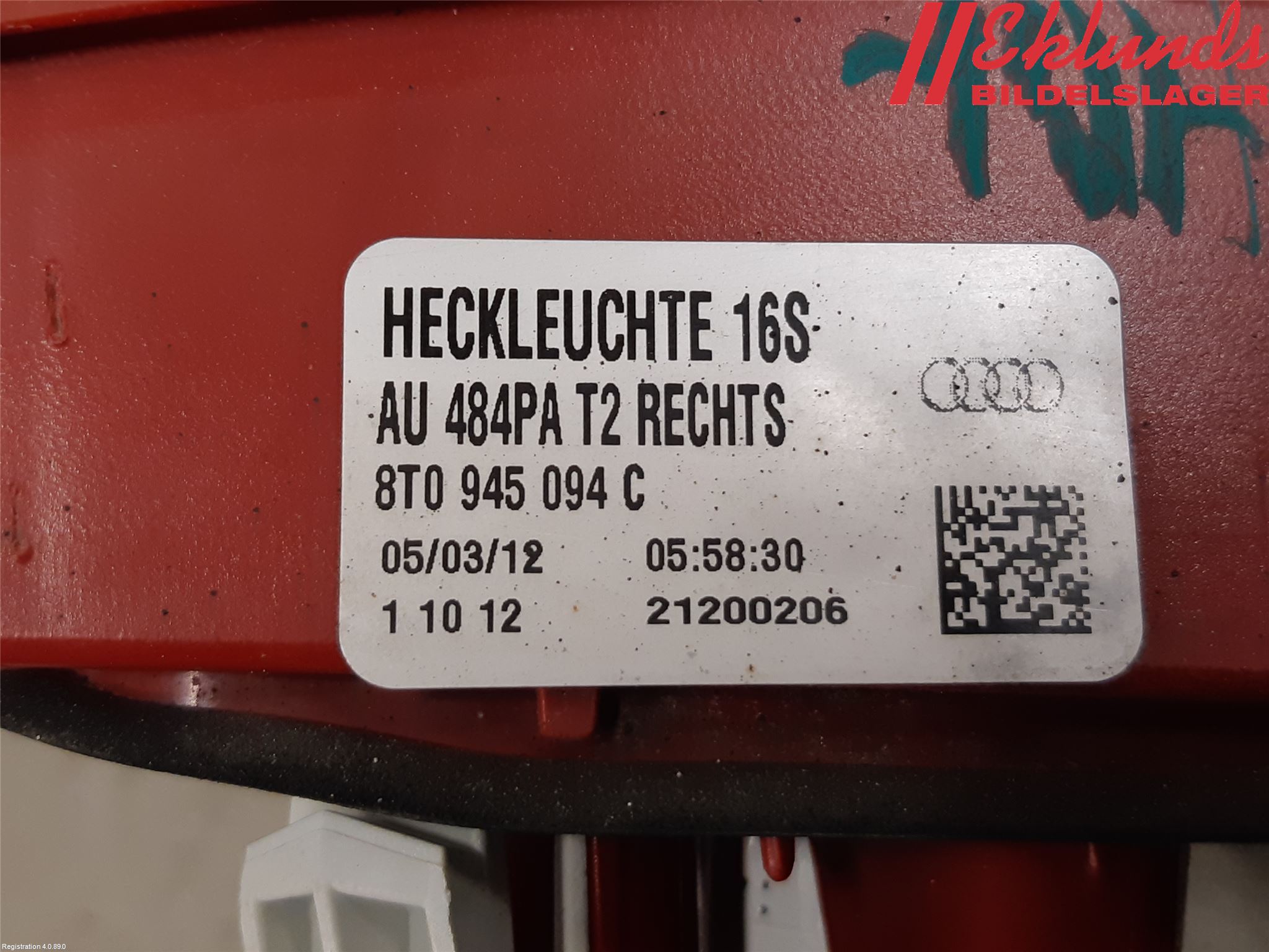 Audi A5 07-16 Bakljus Lucka Hö