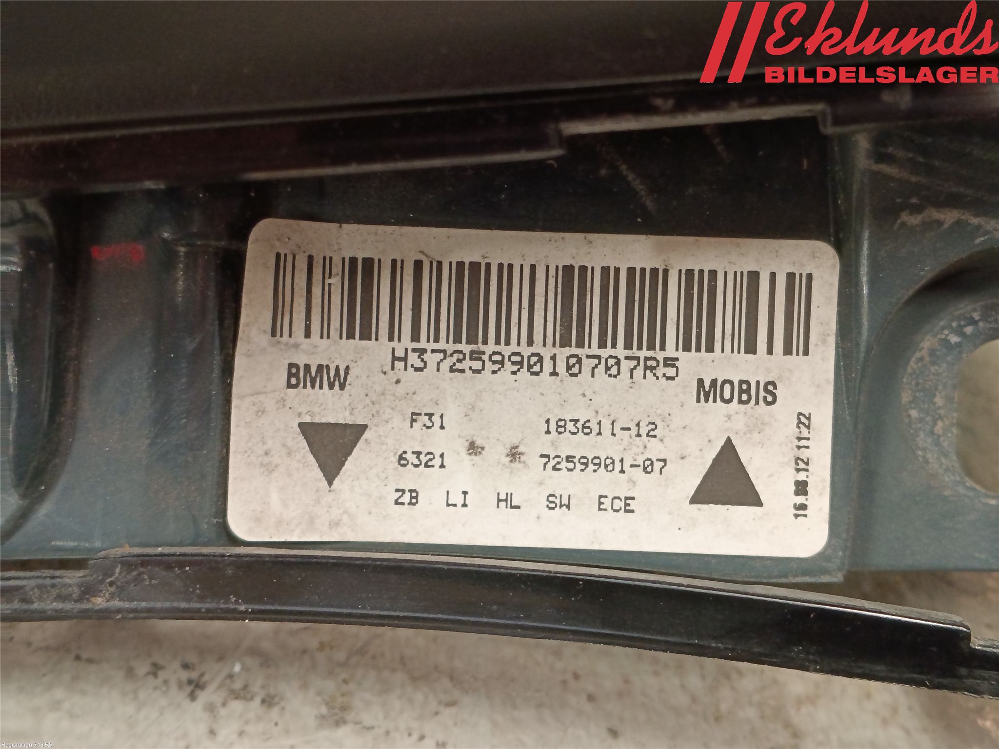 BMW 3 F30/F31/F80 12-19 Bakljus Vänster