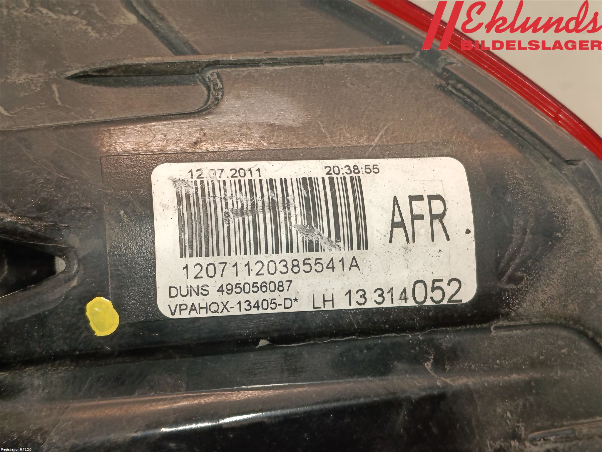 Opel ASTRA J 10-15 Bakljus Vänster