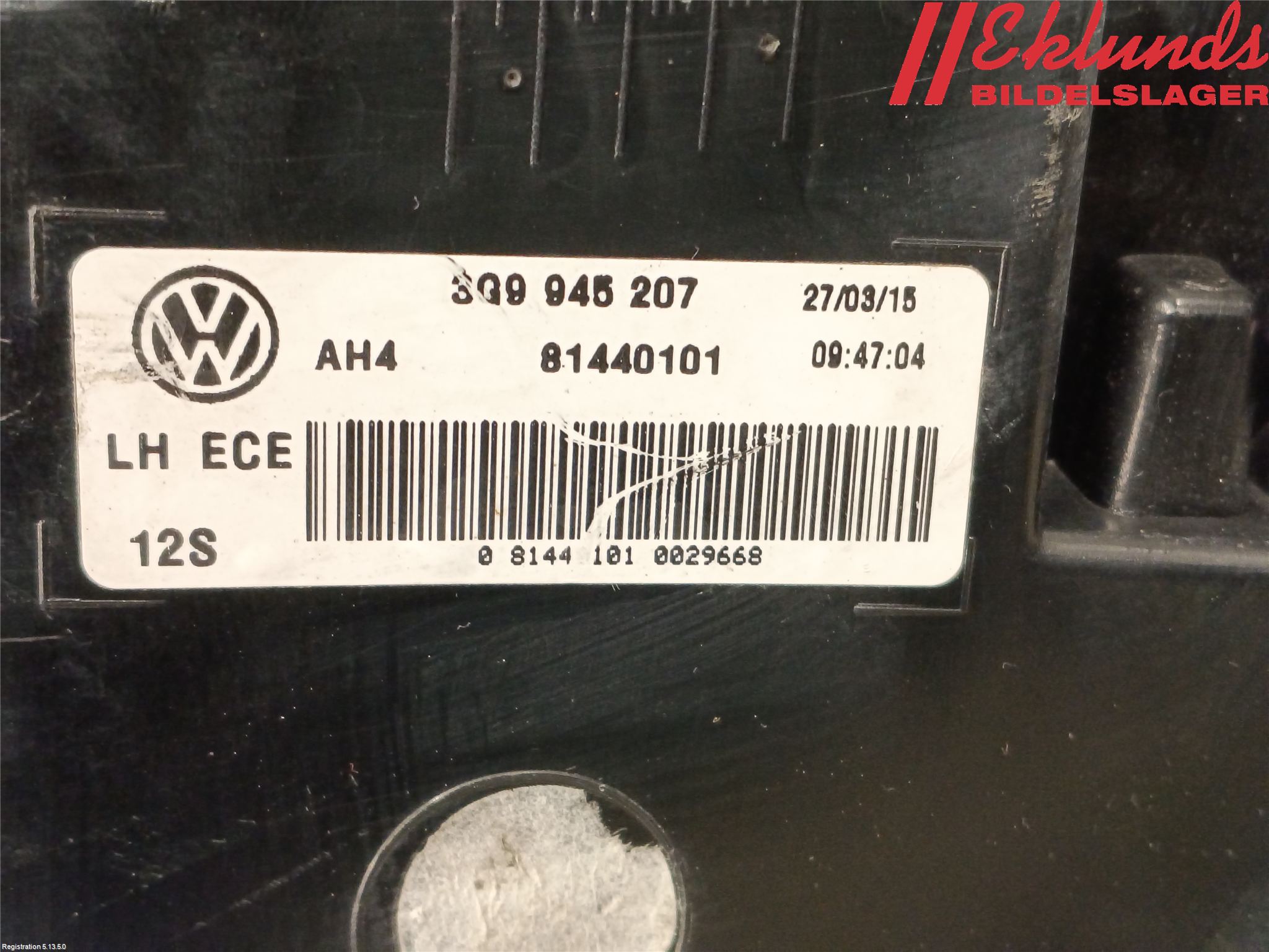 Volkswagen VW PASSAT 15-19 Bakljus Vänster