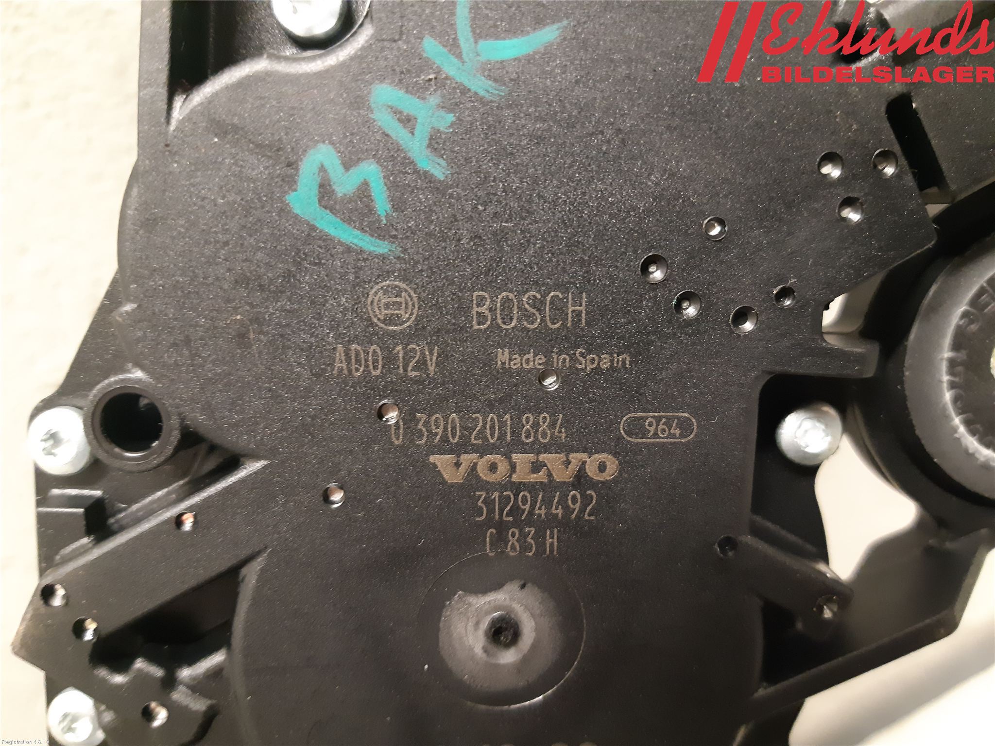 Volvo V40 12-19 Torkarmotor Baklucka