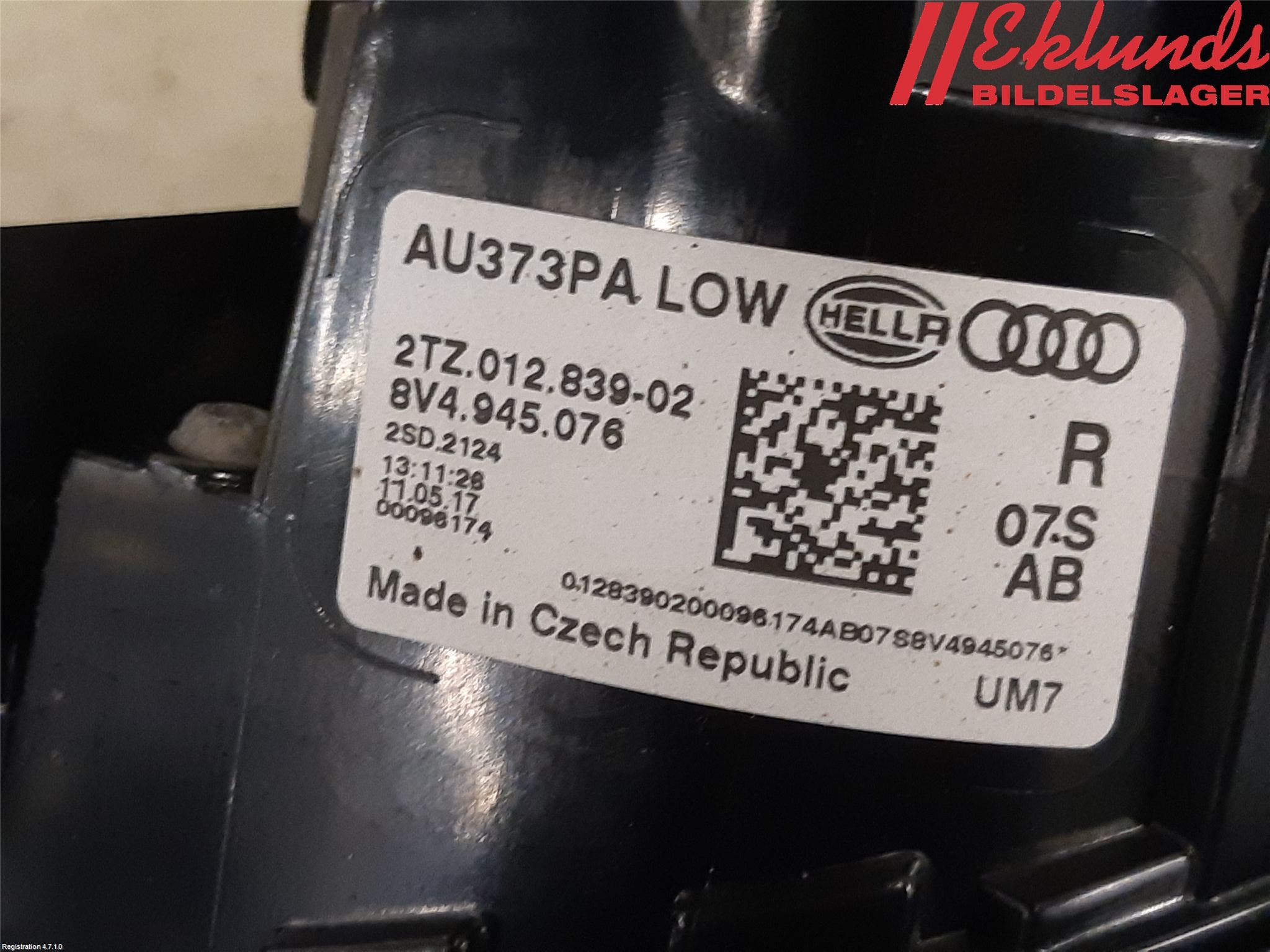 Audi A3/S3 8V 13-20 Bakljus Lucka Hö