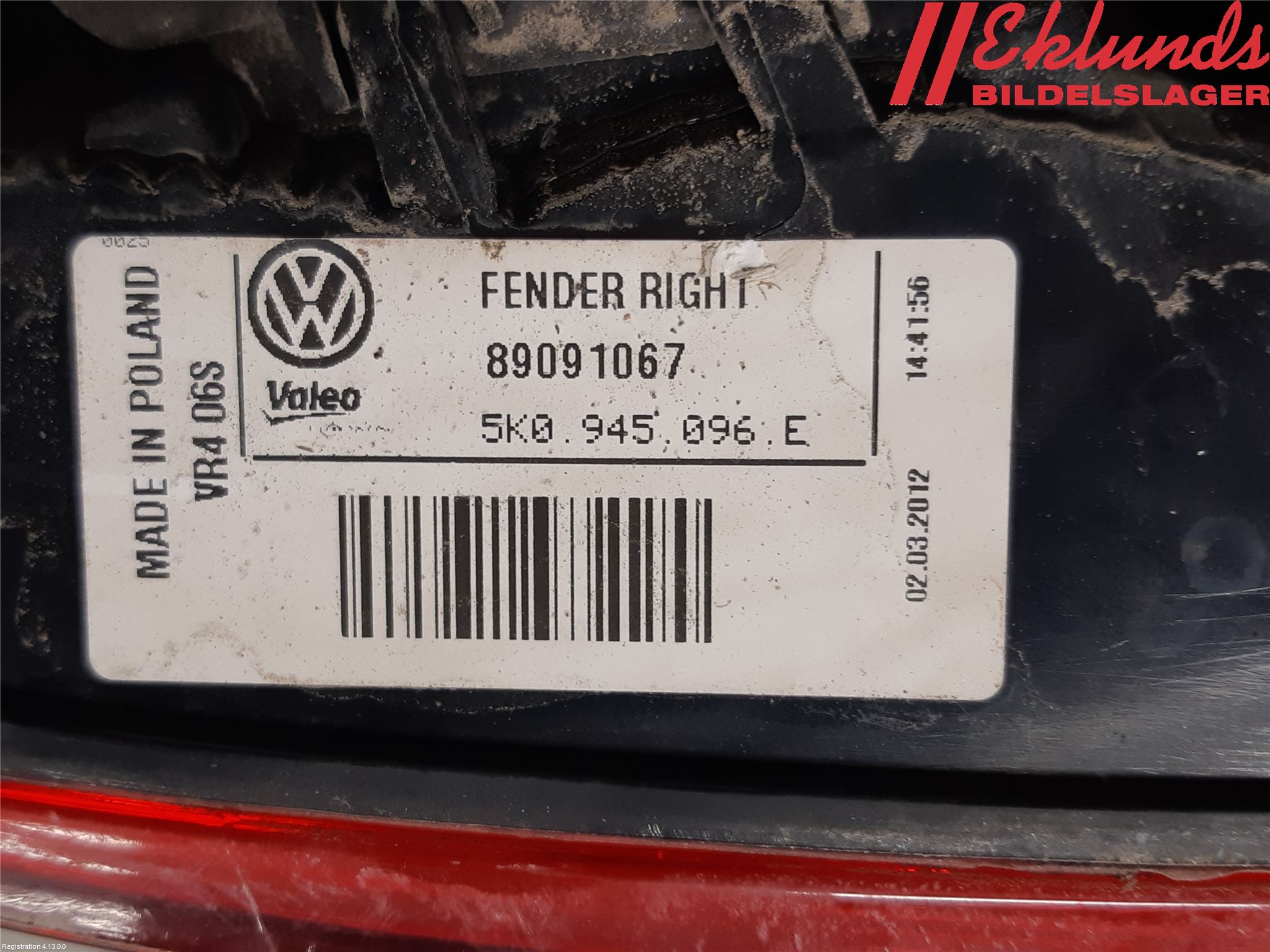Volkswagen VW GOLF VI 09-13 Bakljus Höger