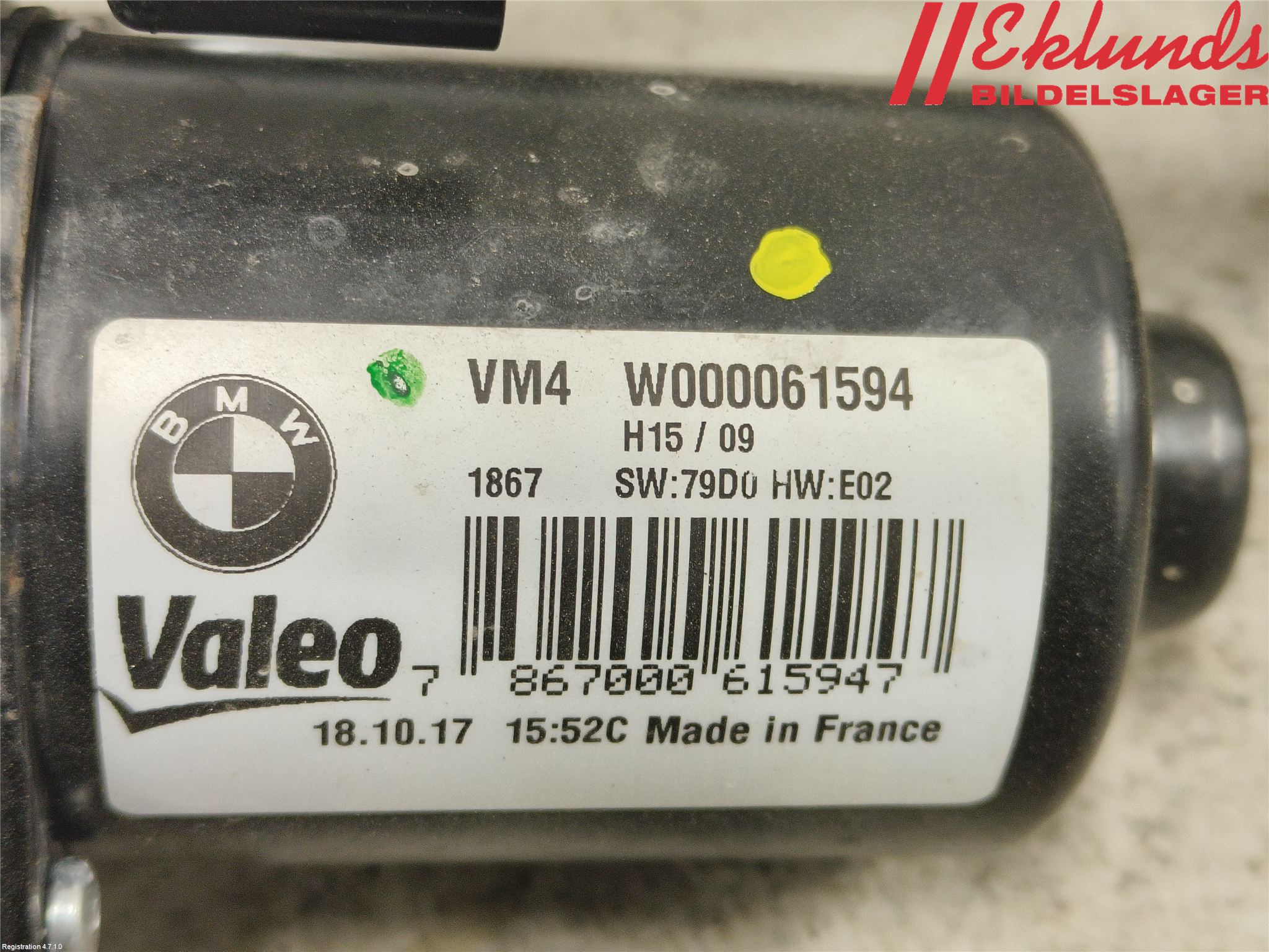BMW 5 G30/G31/F90 17-23 Torkarmekanism Vindruta