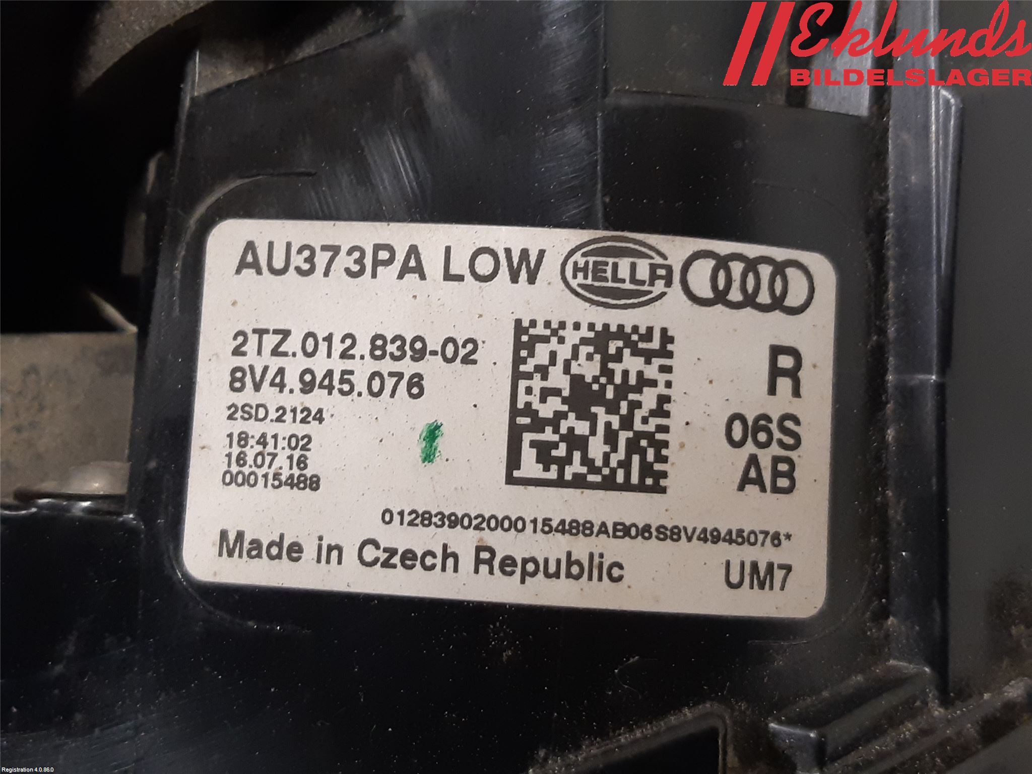 Audi A3/S3 8V 13-20 Bakljus Lucka Hö