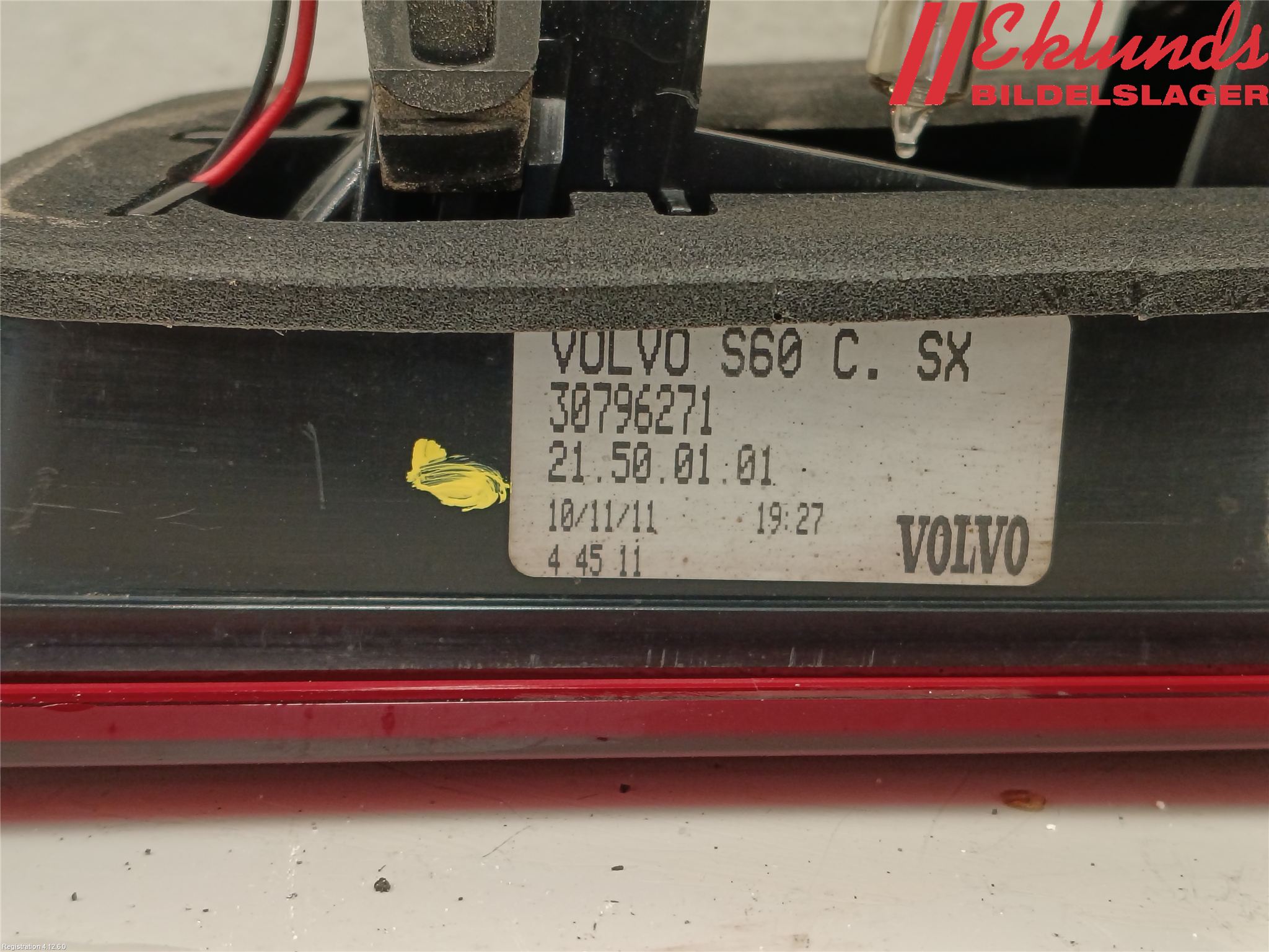 Volvo S60 11-13 Bakljus Lucka Vä