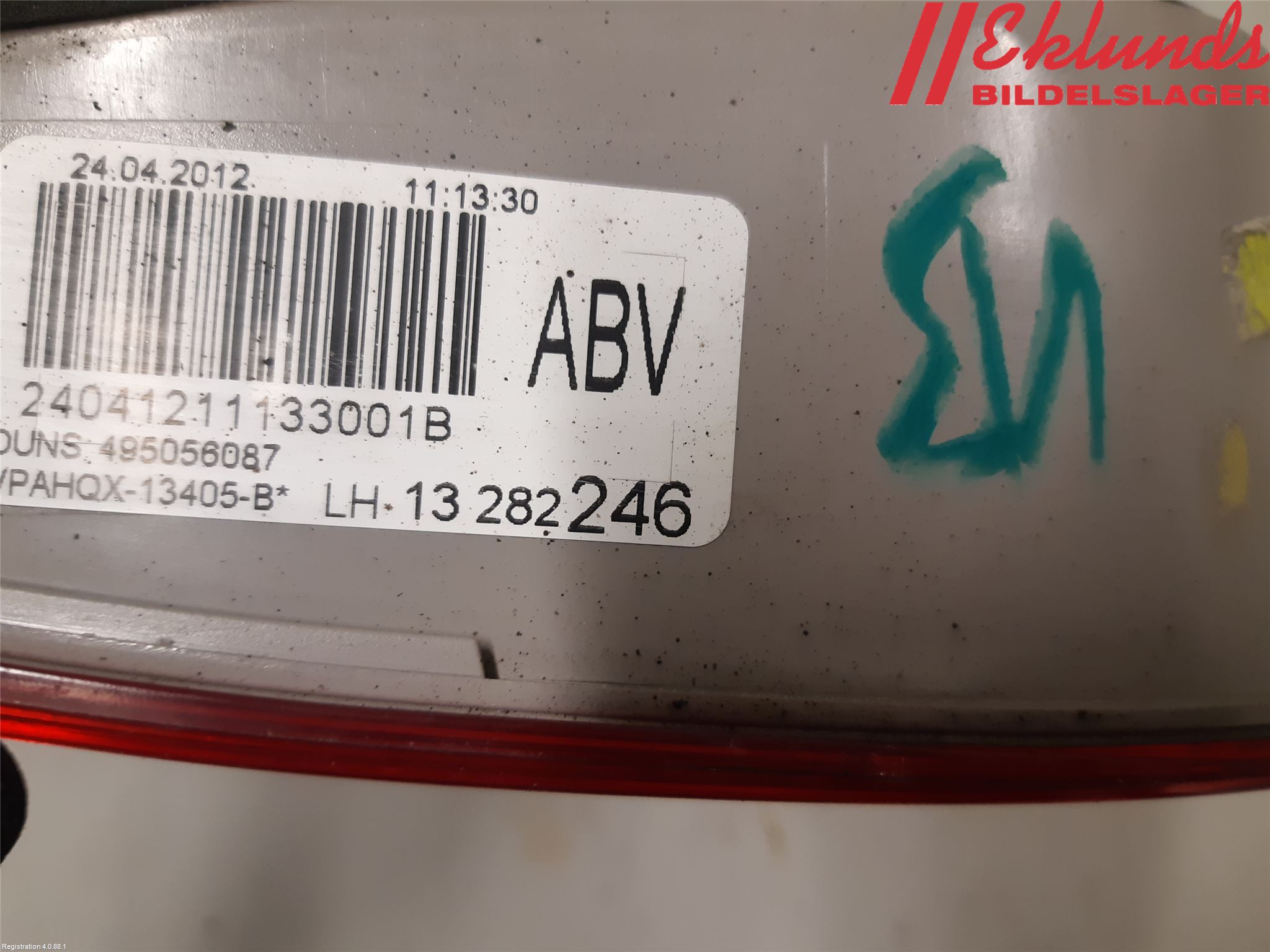 Opel ASTRA J 10-15 Bakljus Lucka Vä