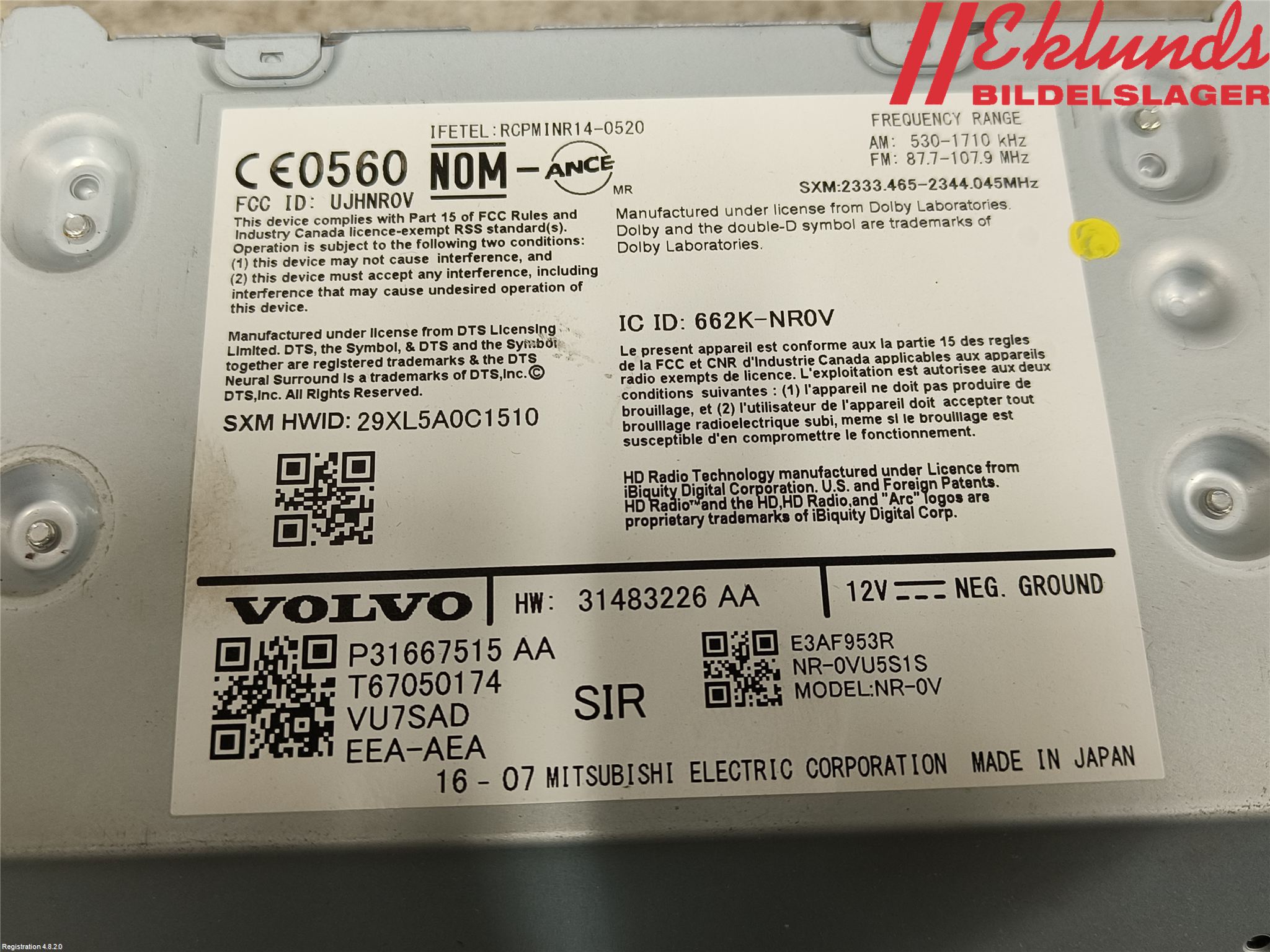 Volvo XC90/RECHARGE 16- Cd Radio - Multimediapanel