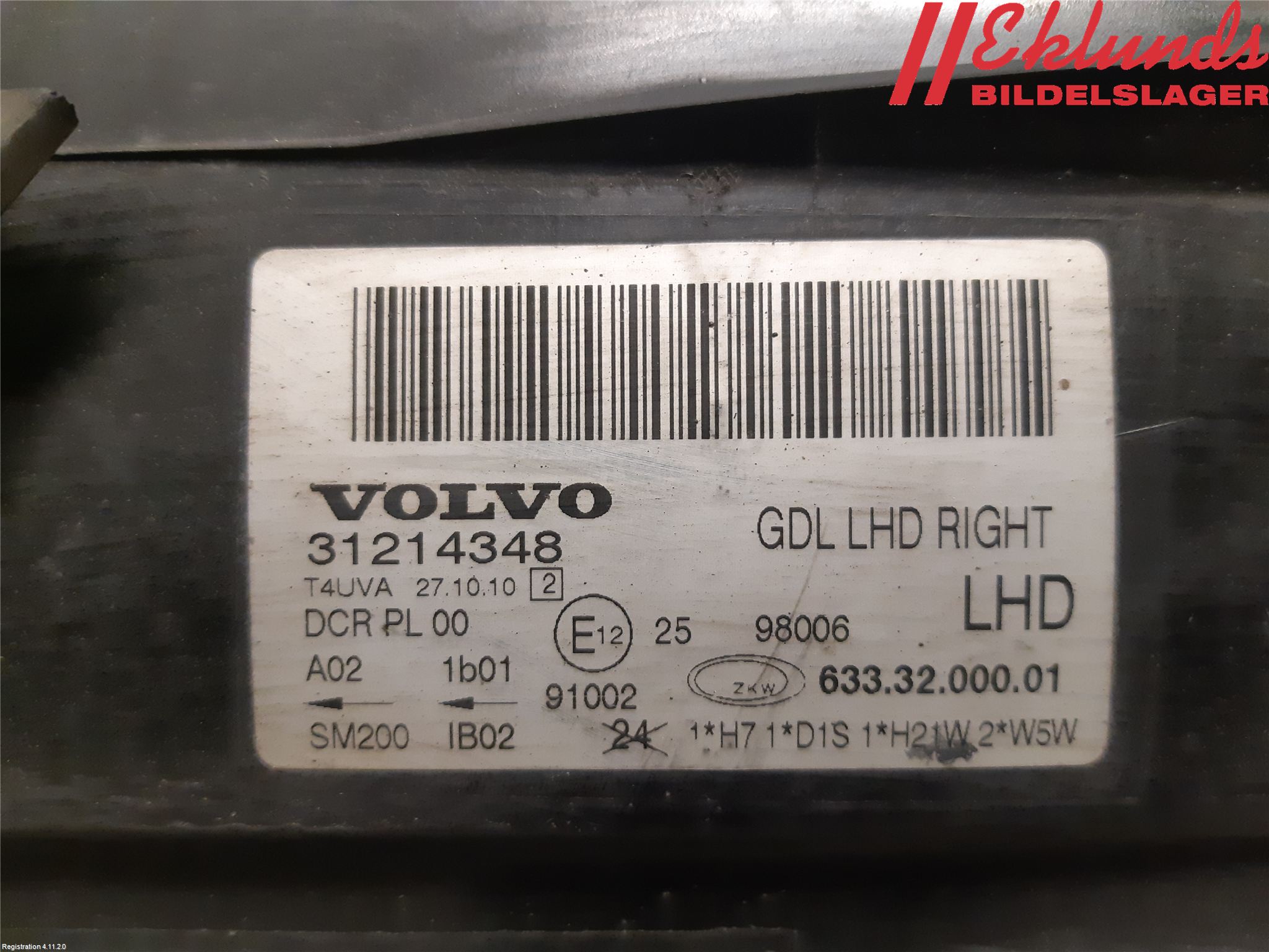 Volvo XC70 08-13 Strålkastare Höger