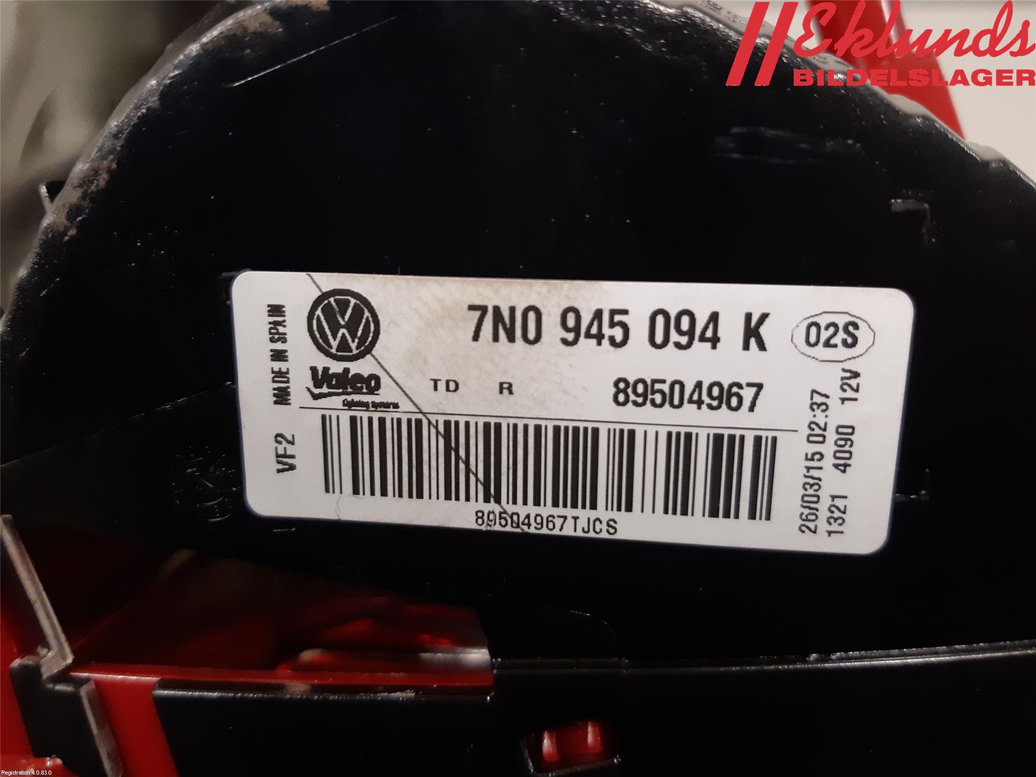 Volkswagen VW SHARAN 11- Bakljus Lucka Hö