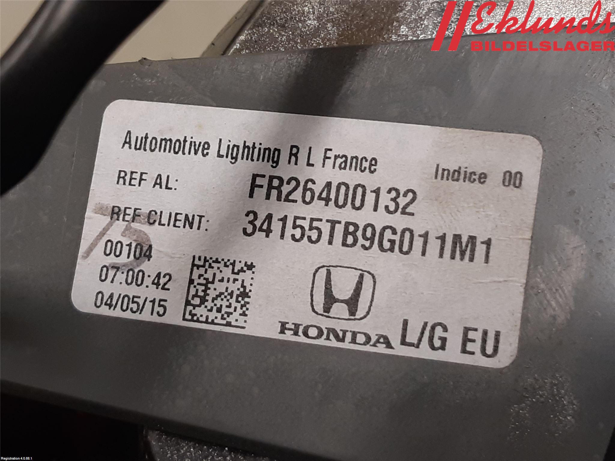 Honda CIVIC 12-16 Bakljus Lucka Vä
