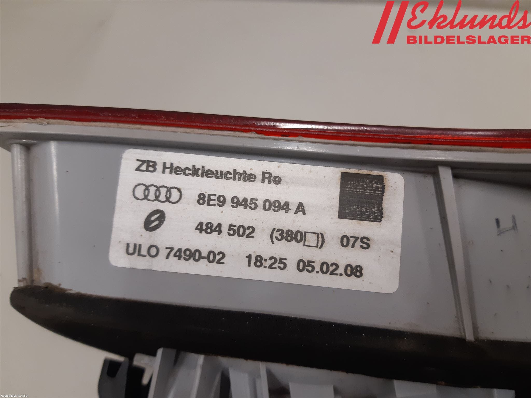 Audi A4/S4 05-07 Bakljus Lucka Hö