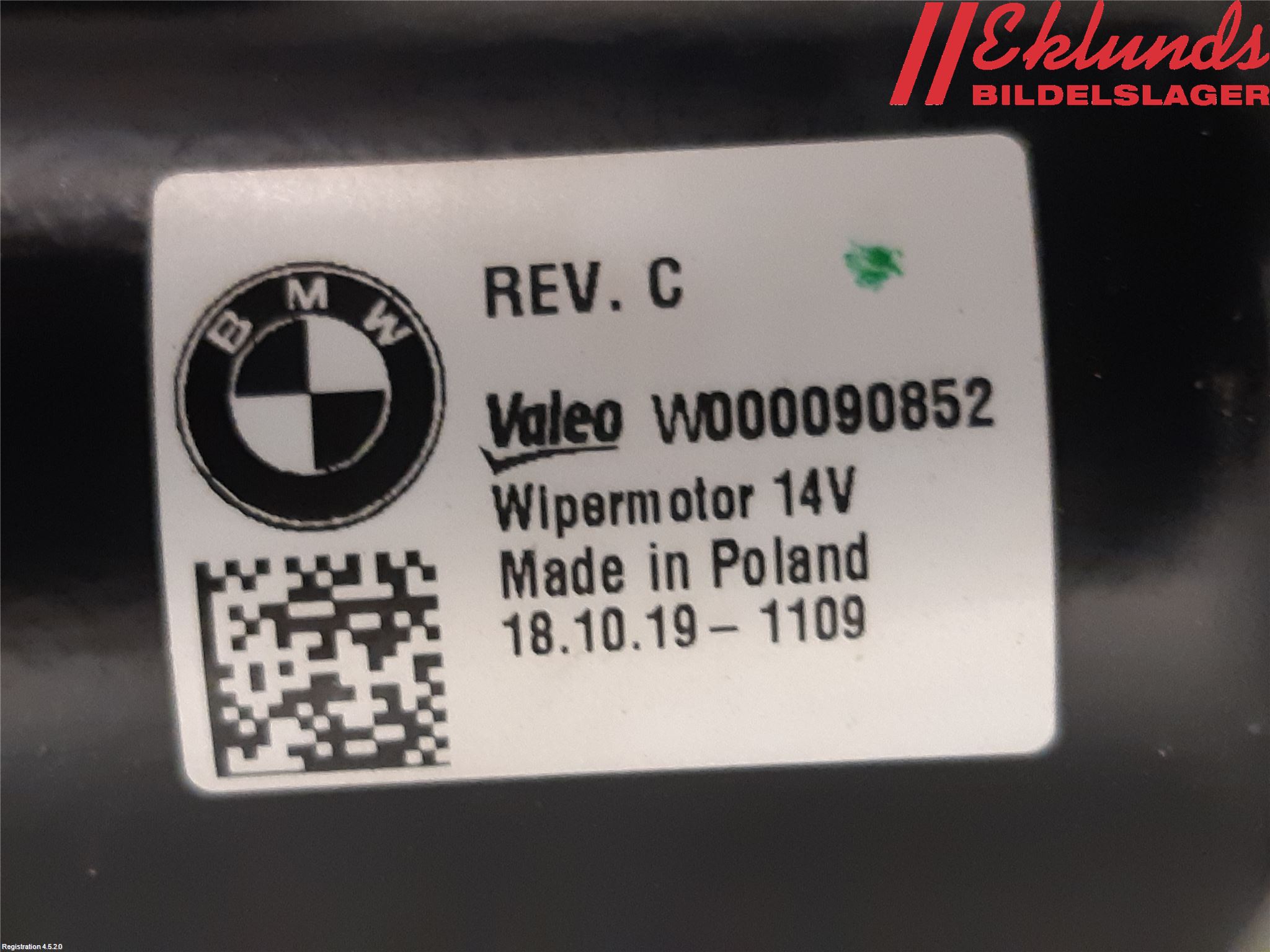 BMW 3 G20/G21/G80/G81 19- Torkarmotor Vindruta