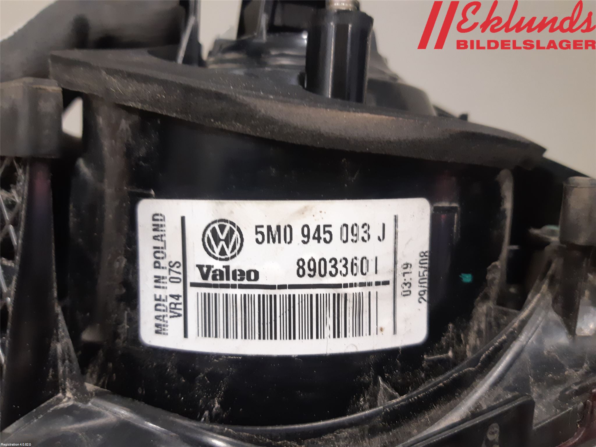 Volkswagen VW GOLF PLUS/CROSS GOLF 04-14 Bakljus Lucka Vä