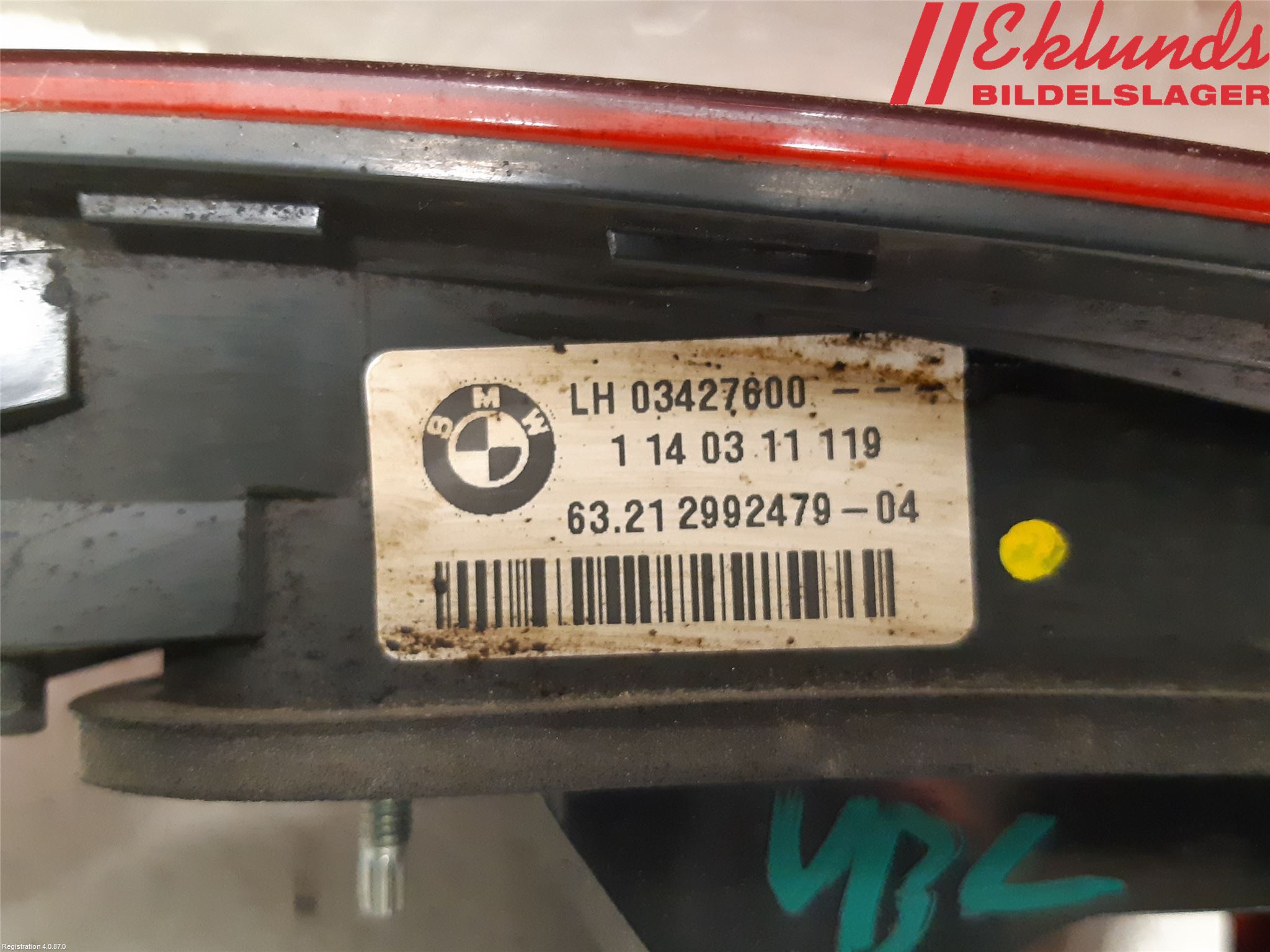 BMW X1 E84 10-15 Bakljus Lucka Vä