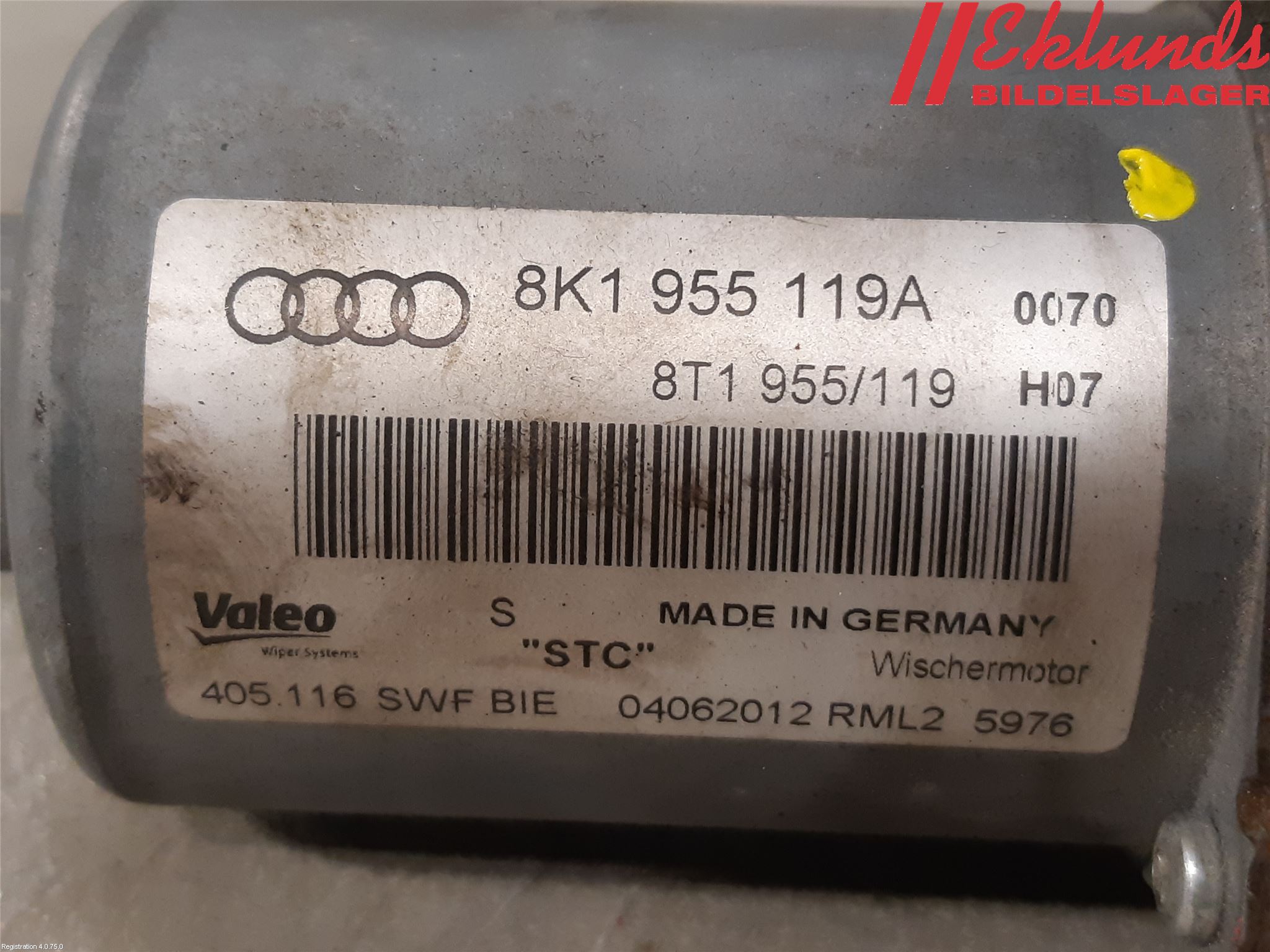Audi A4 ALLROAD 09-16 Torkarmotor Vindruta