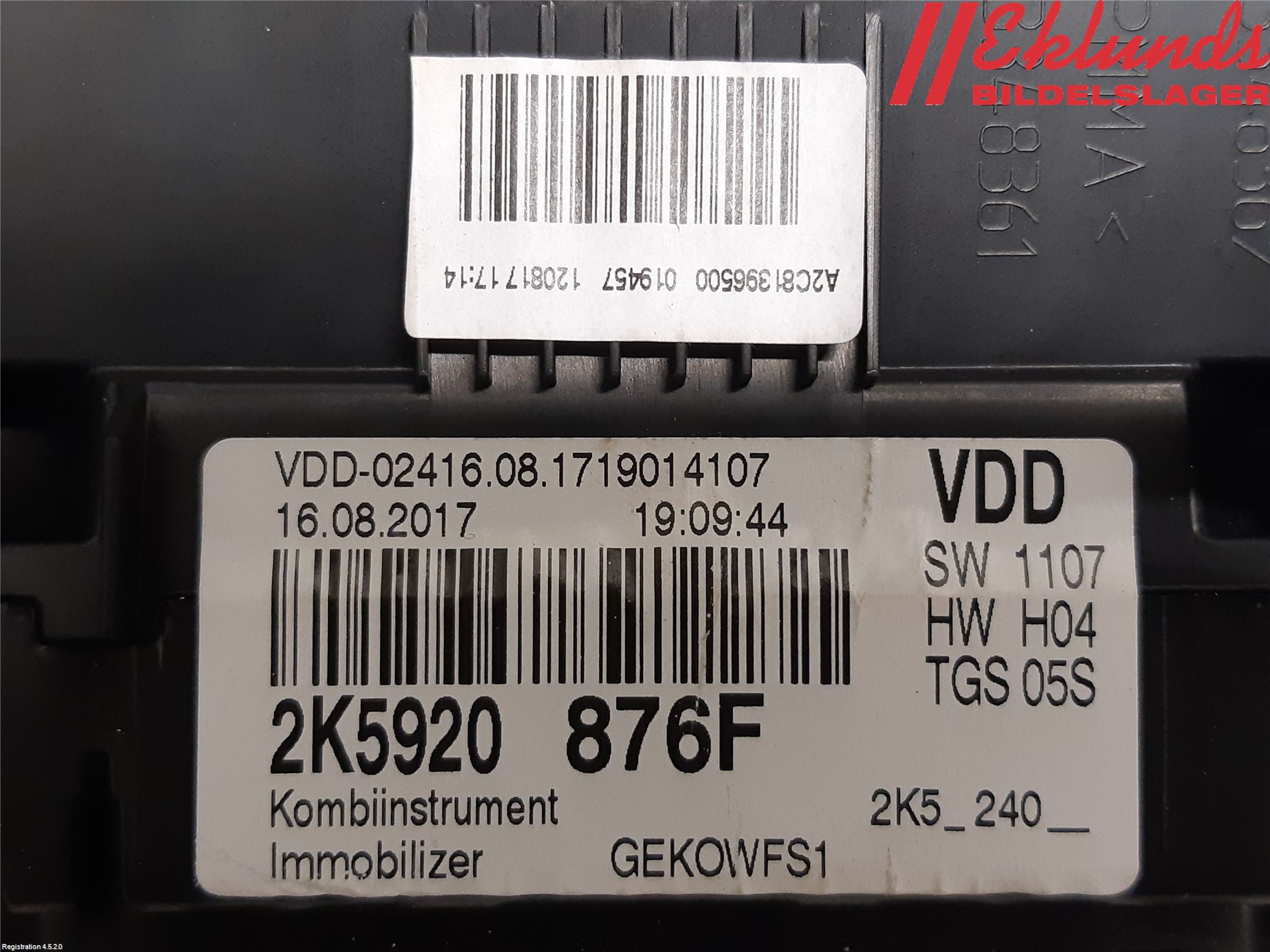 Volkswagen VW CADDY 16-20 Instrument Komb