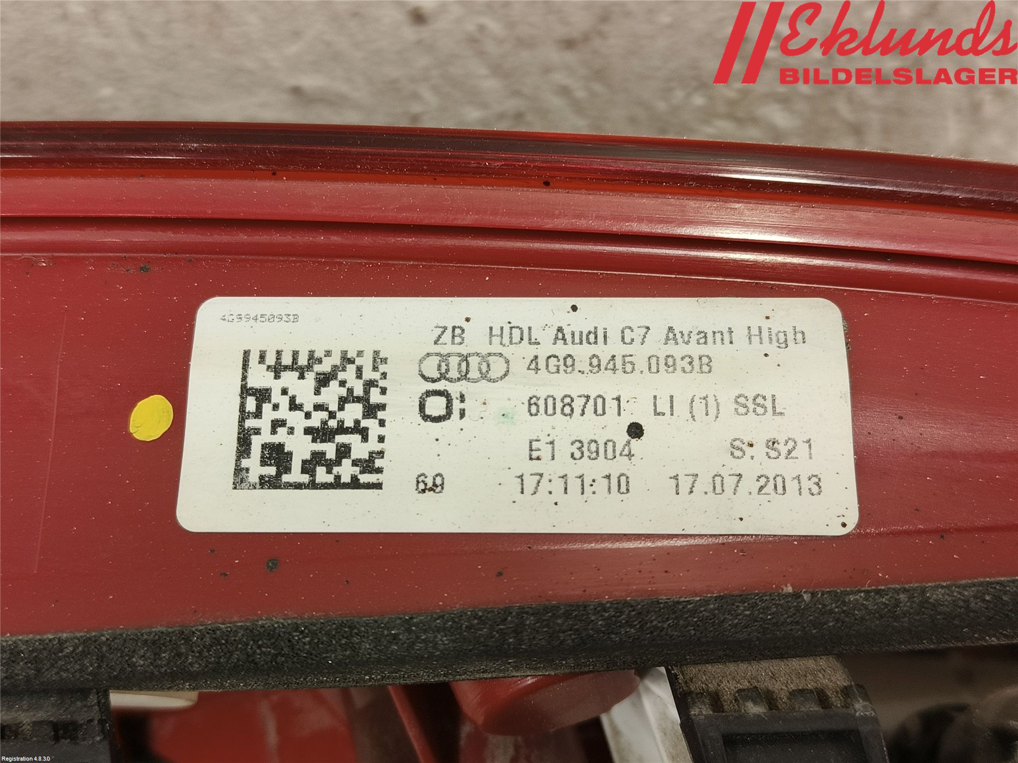 Audi A6/S6 4G 11-18 Bakljus Lucka Vä