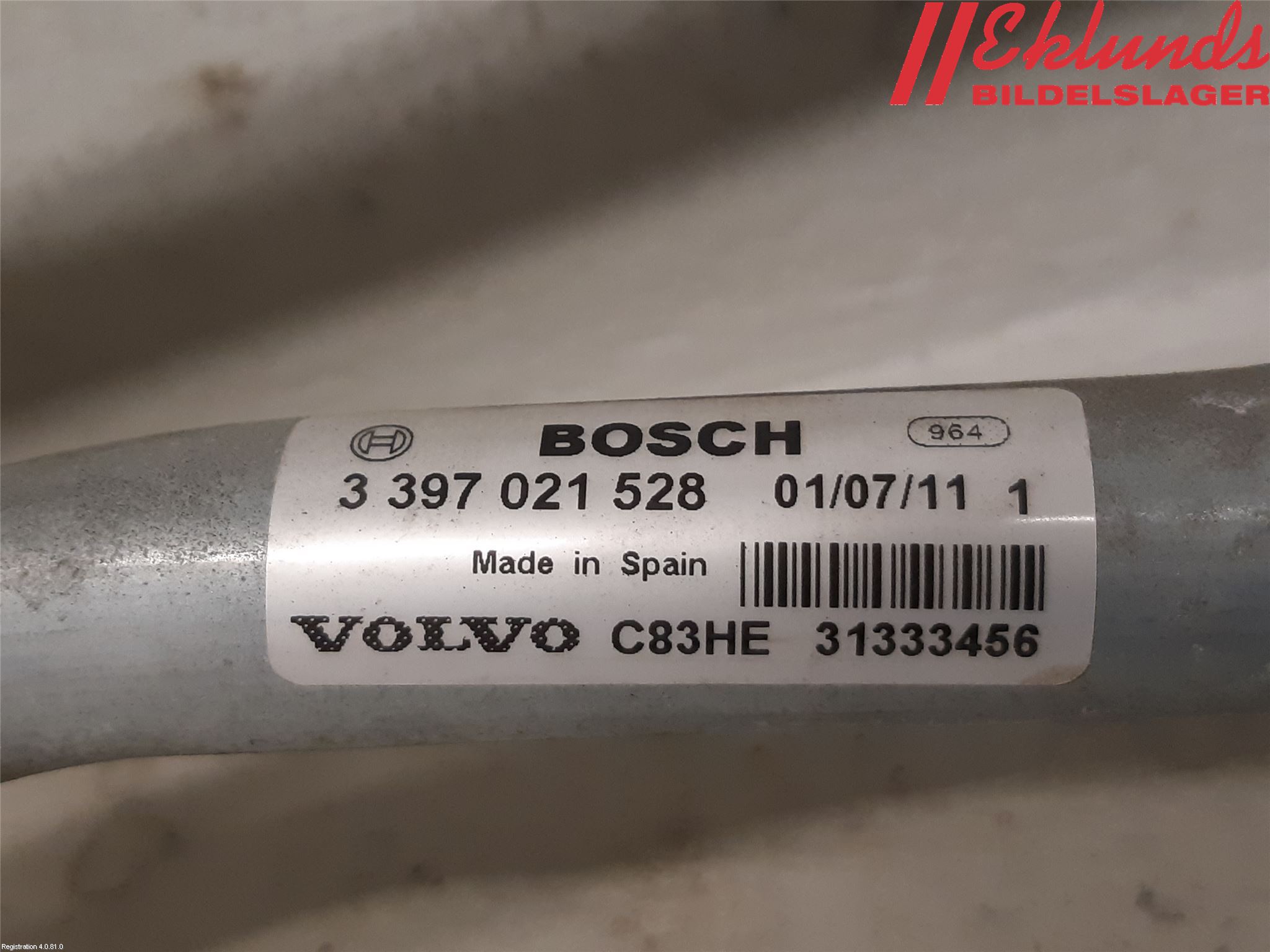 Volvo V70 08-13 Torkarmekanism Vindruta